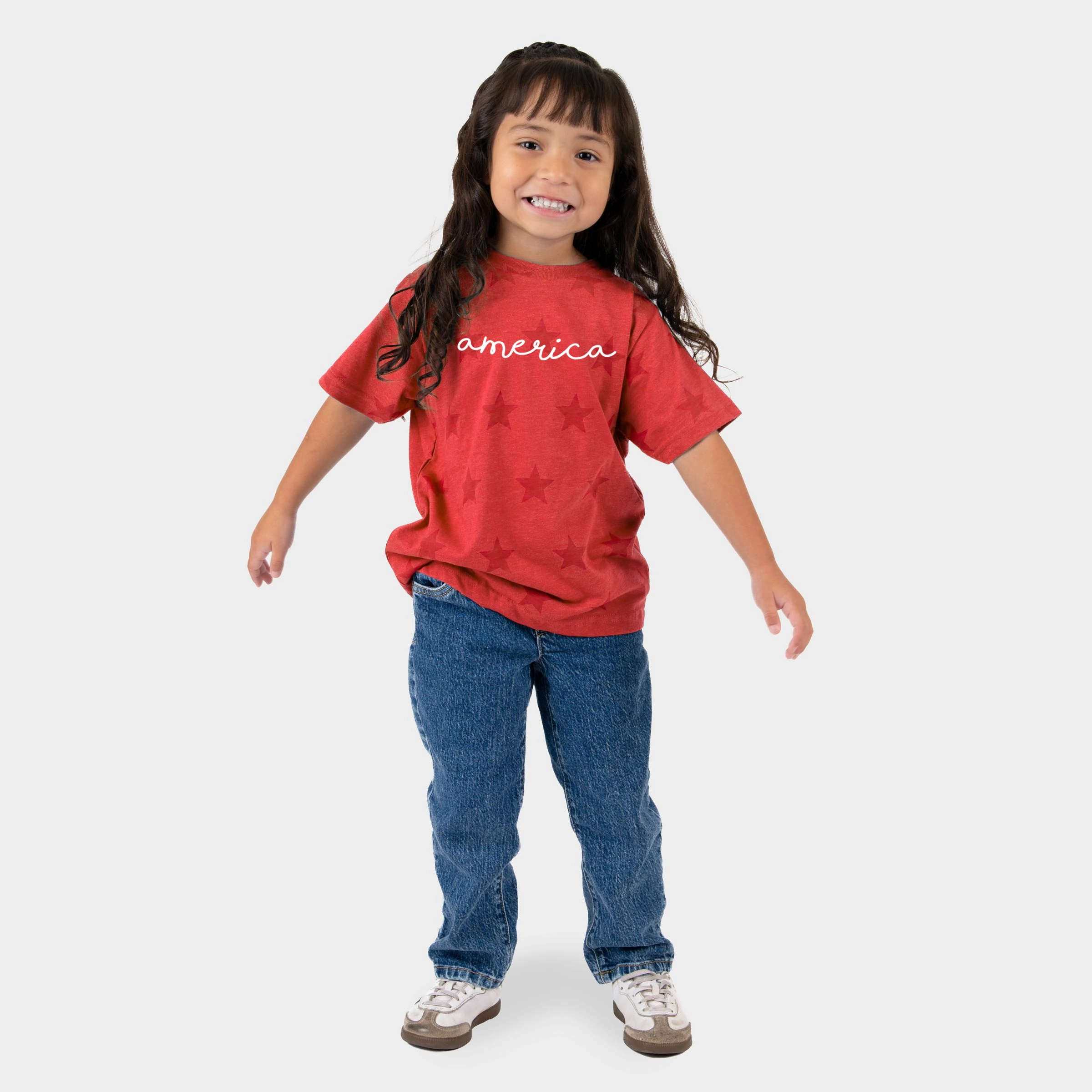The Juniper Shop - America Cursive Toddler Short Sleeve Star Tee