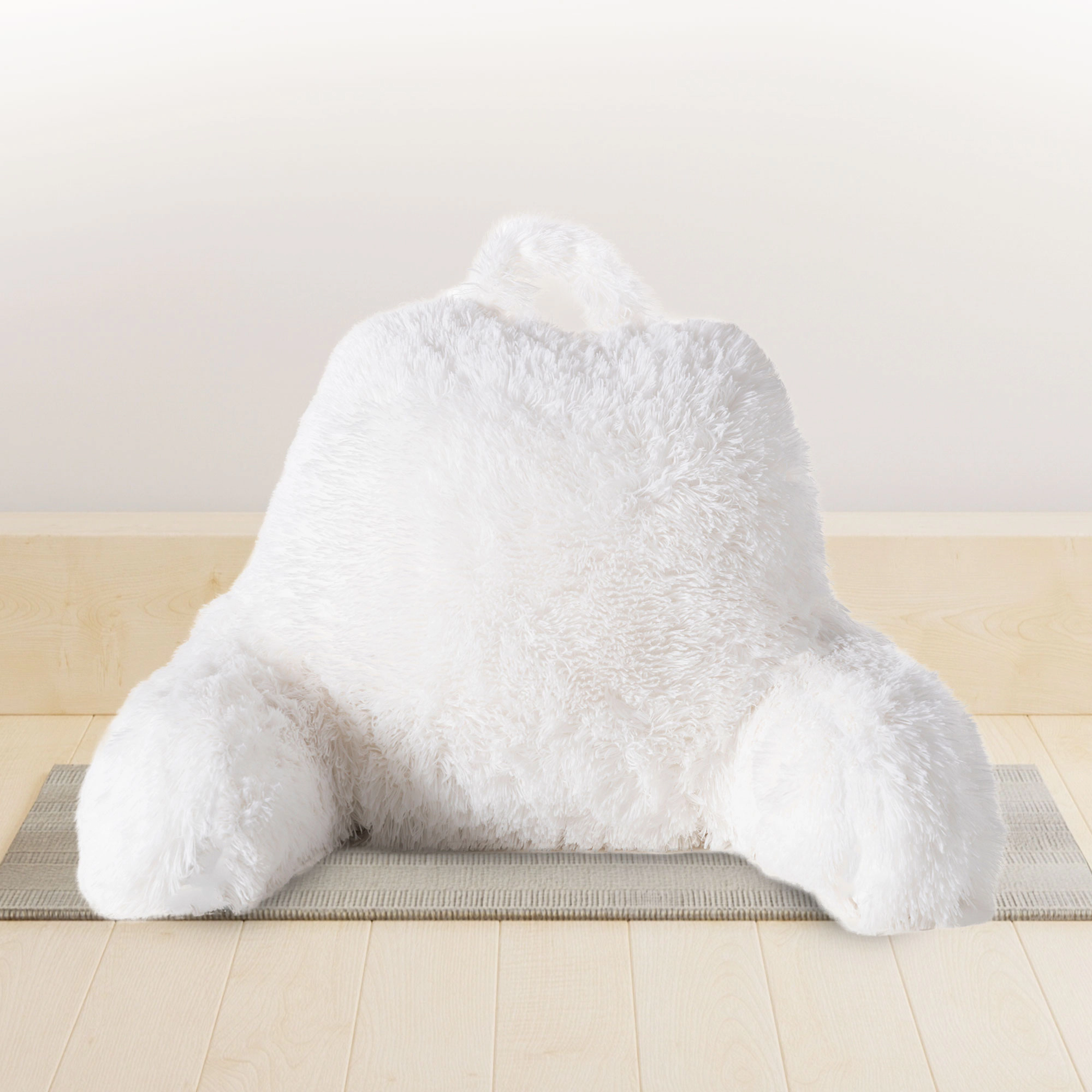 Cheer Collection Shaggy Faux Fur TV and Reading Pillow with Arms and Top Handle