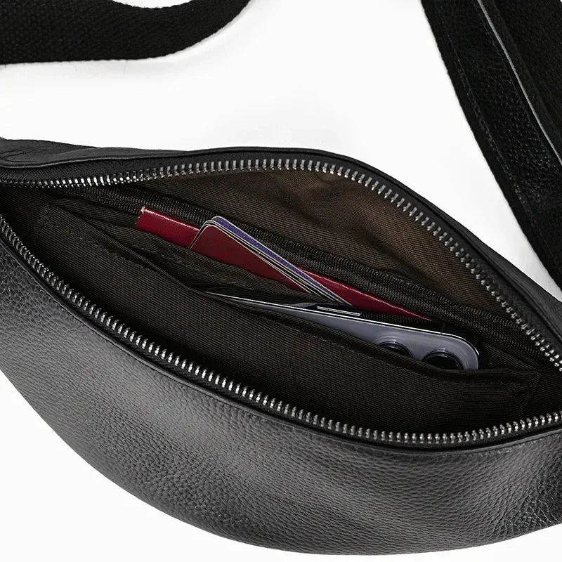 Steel Horse Leather Unisex The Walcott Leather Waist Bag | Black Leather Fanny Pack