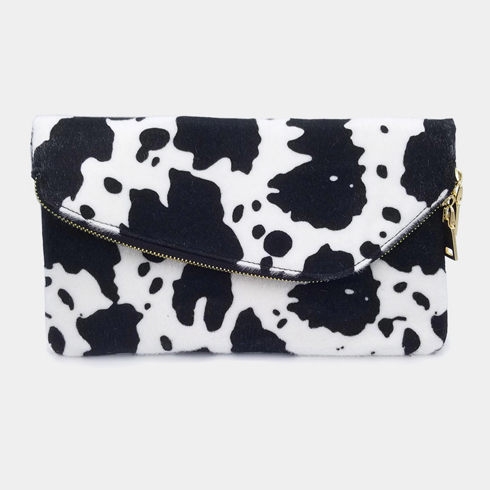 FASHNZFAB Cow Patterned Folding Clutch Bag