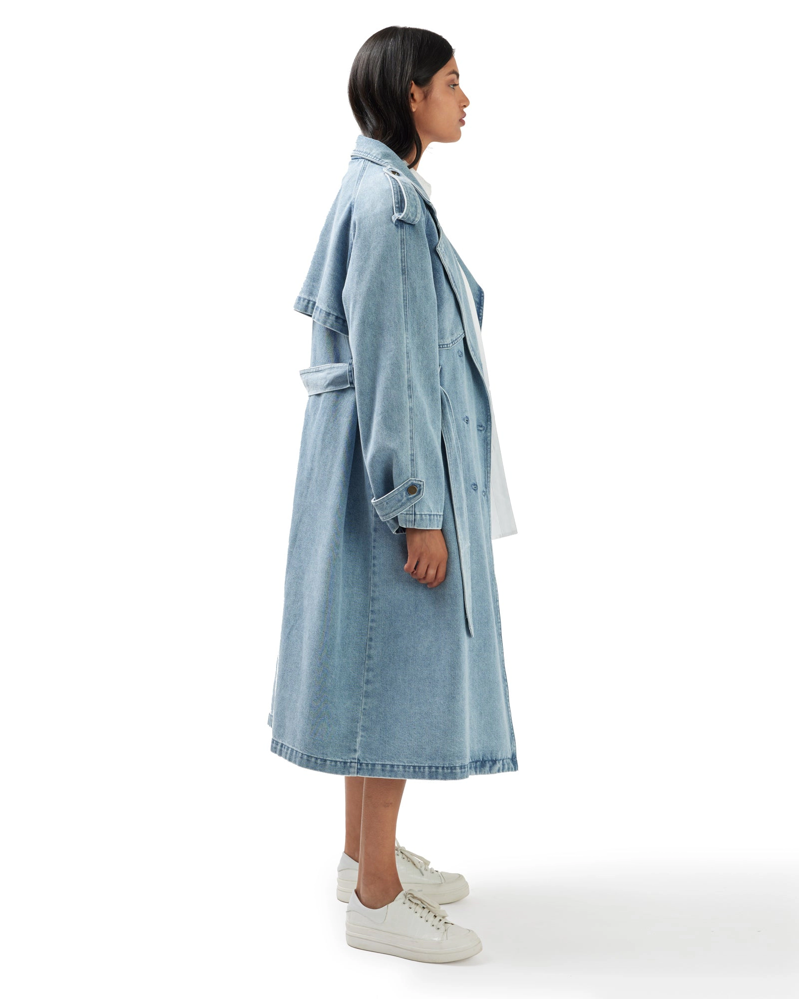 Belle & Bloom Womens Wild Skies Denim Trench