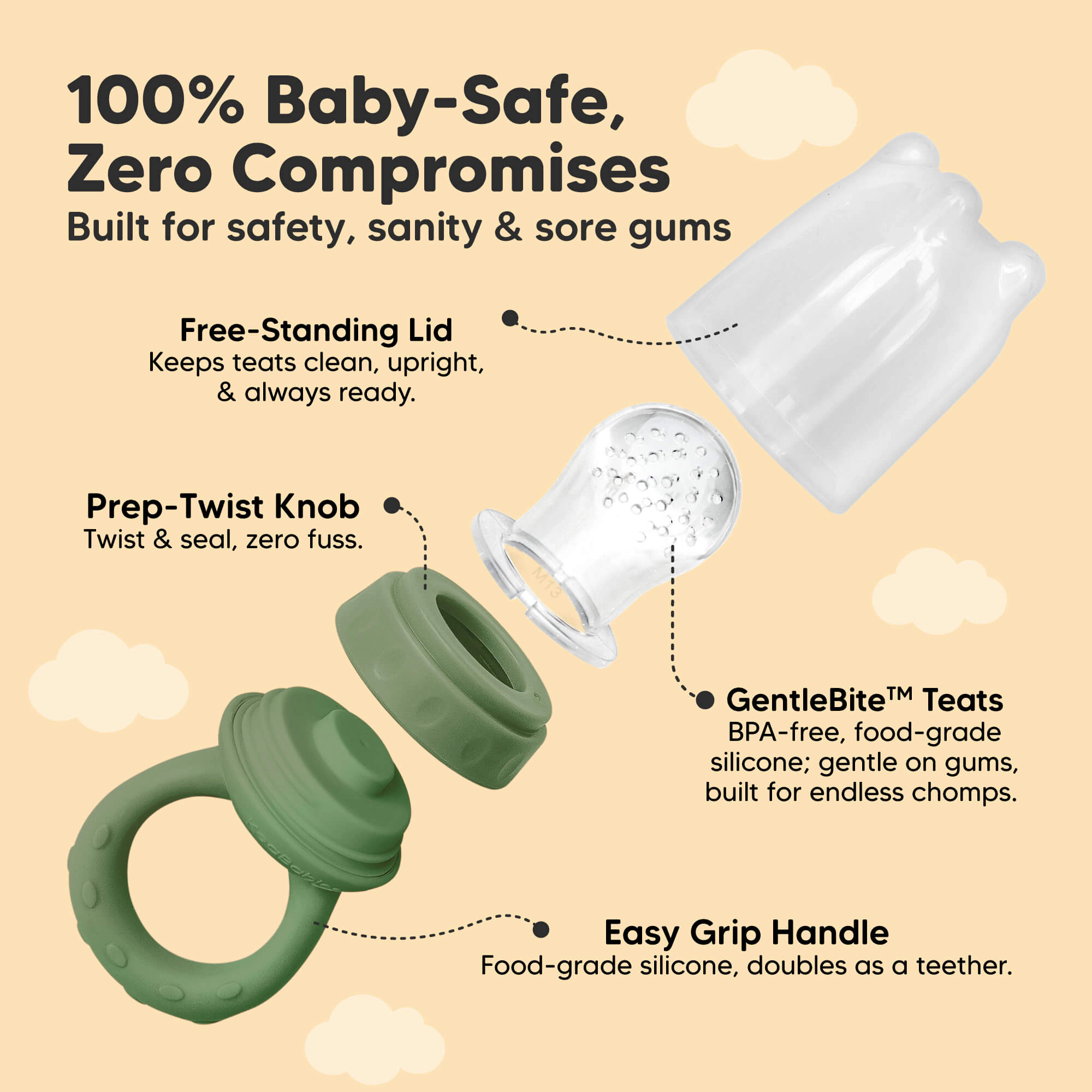 KeaBabies 2-Pack Lil’ Prep Baby Food Feeders for BLW Boys, Girls