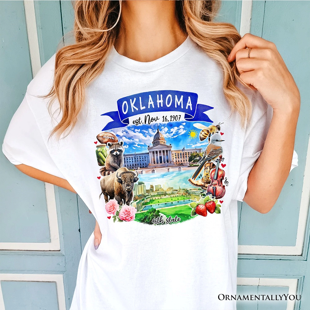OrnamentallyYou Unisex Artistic Oklahoma State Themes And Landmarks T-Shirt