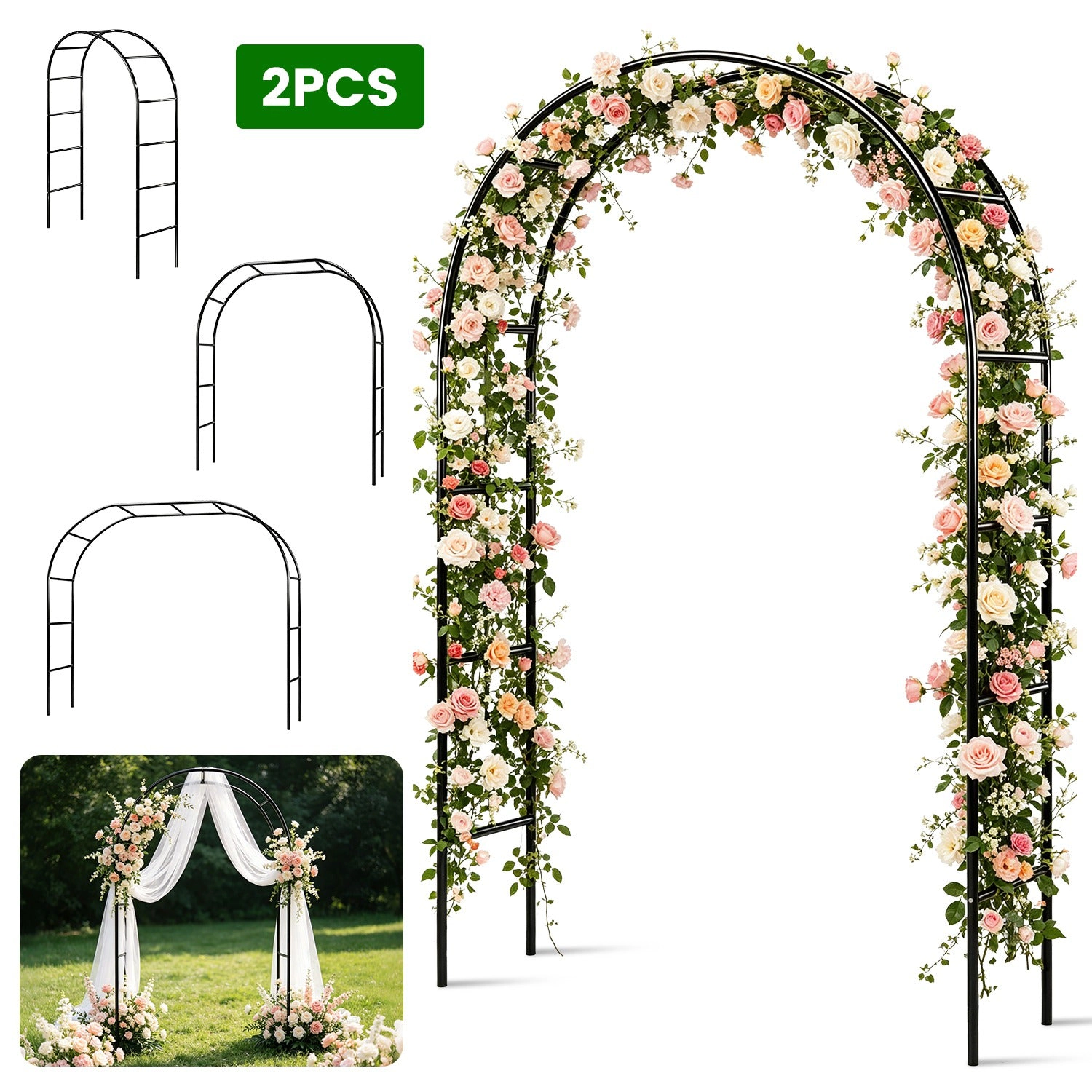 GBruno Adjustable Metal Garden Arch Trellis