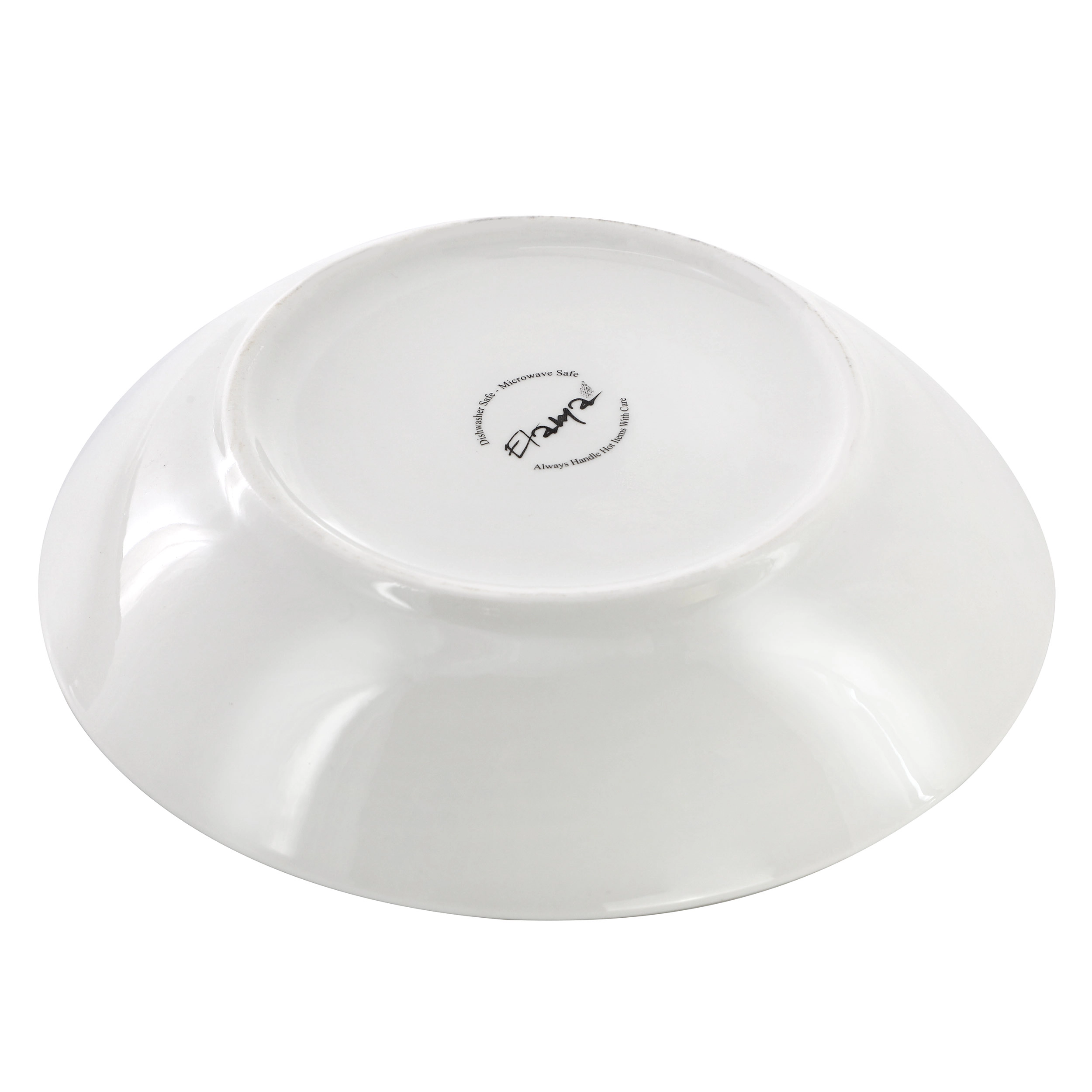 Elama Sarah 24 Piece Porcelain Black Ribbon Double Bowl Dinnerware Set, Service for 6 in White and Black