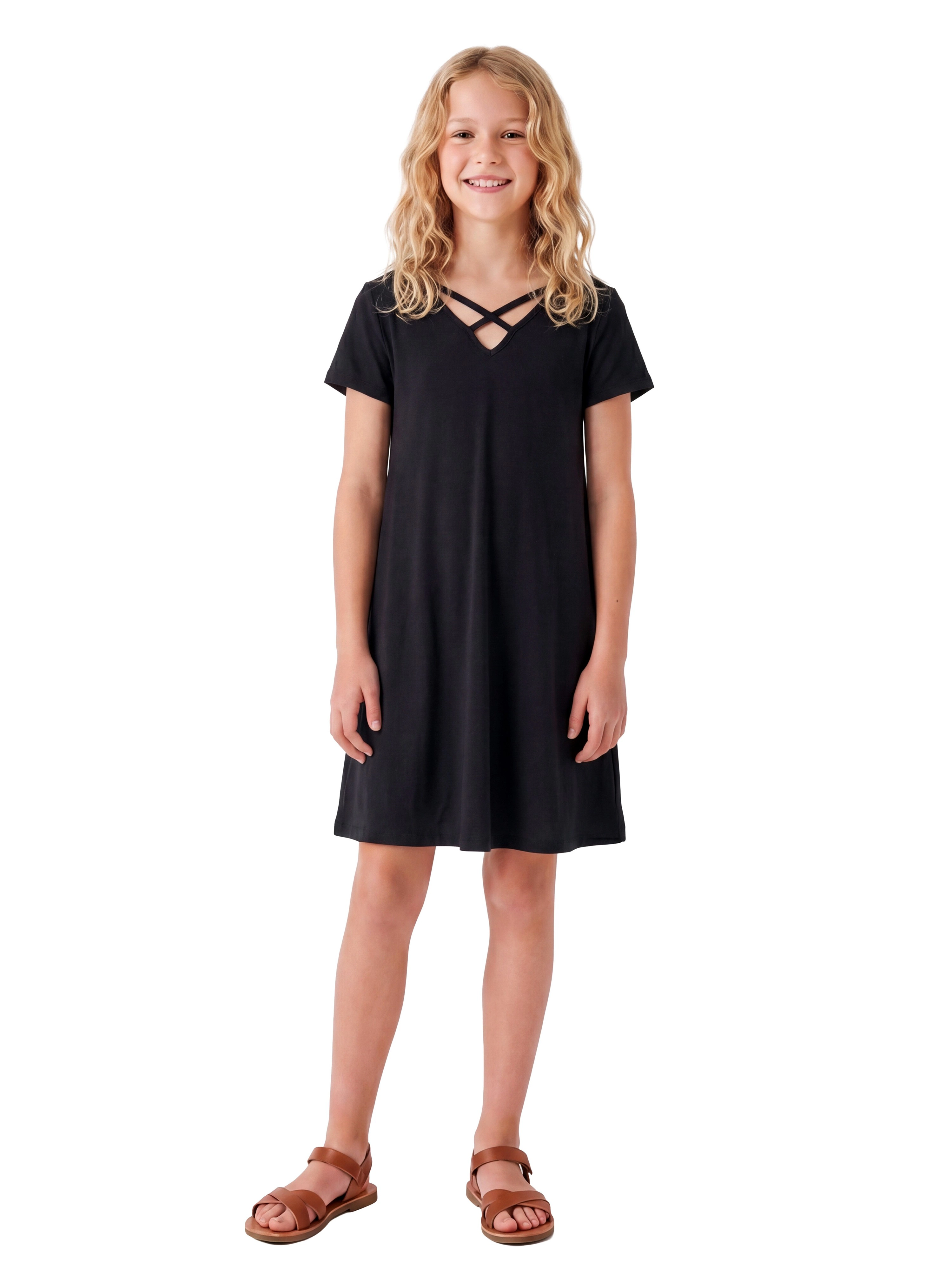 24sevenKid Essential Girls Short Sleeve T Shirt Dress