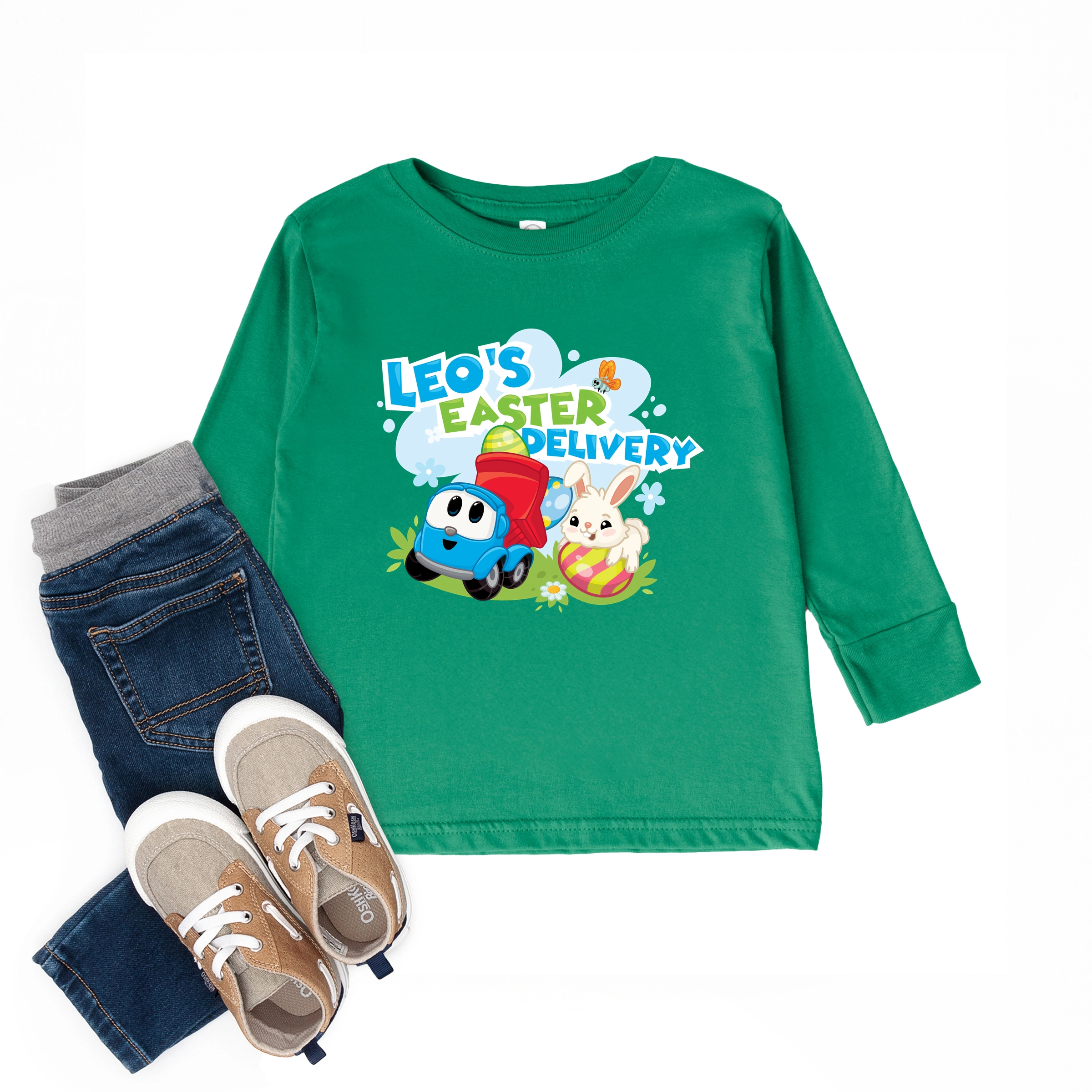 the Juniper Shop - Toddler Long Sleeve Graphic Tee Leo Truck Leo's Easter Delivery