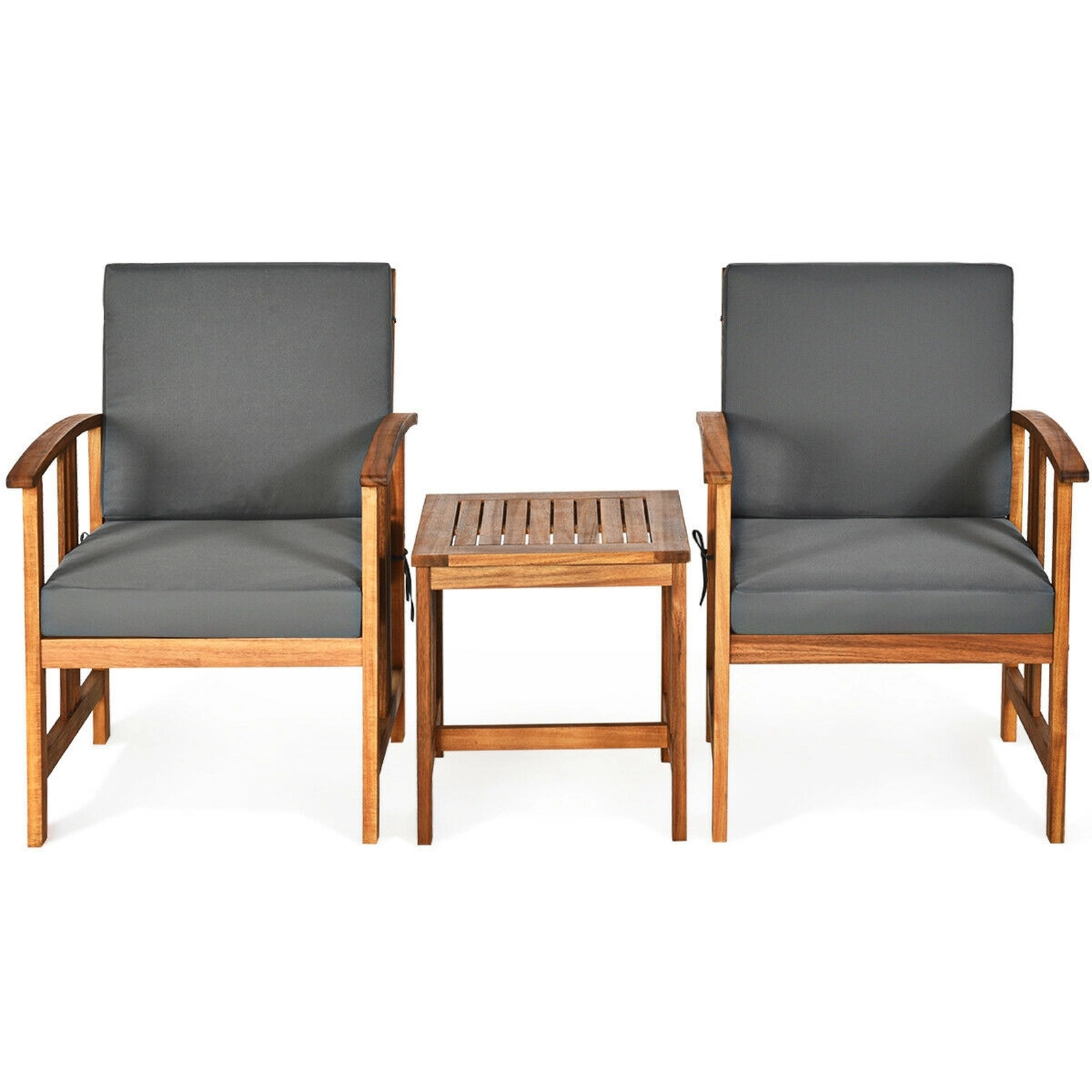 SUGIFT Outdoor Conversation Set with Armchairs and Table 360-lb Chair Capacity Gray