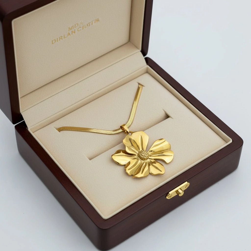 DressAtR Women's Flower 18K Gold Plated Pendant Necklace