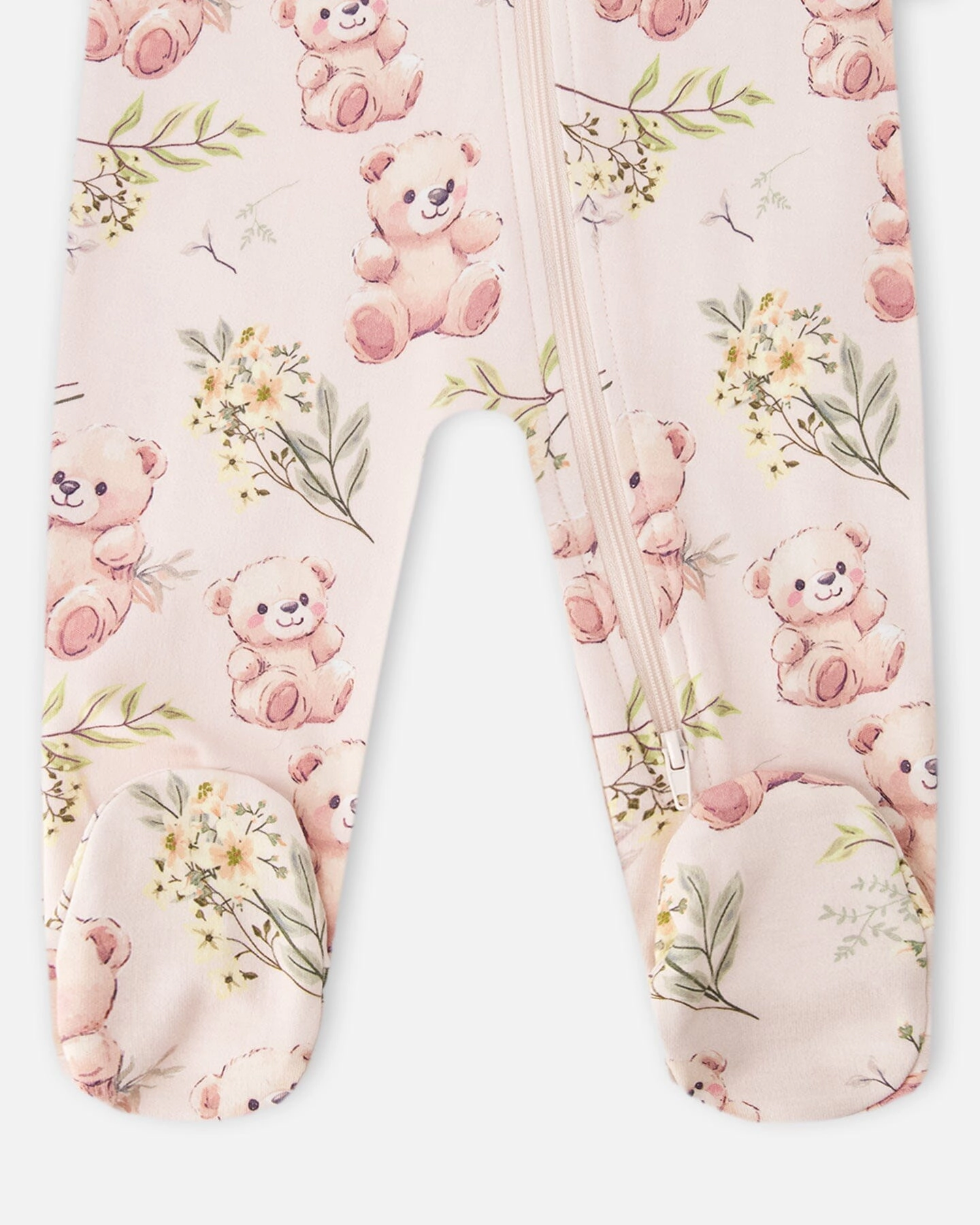 Deux par Deux Girls Organic Cotton Full-Length Zip Bear Print One-Piece Pyjama