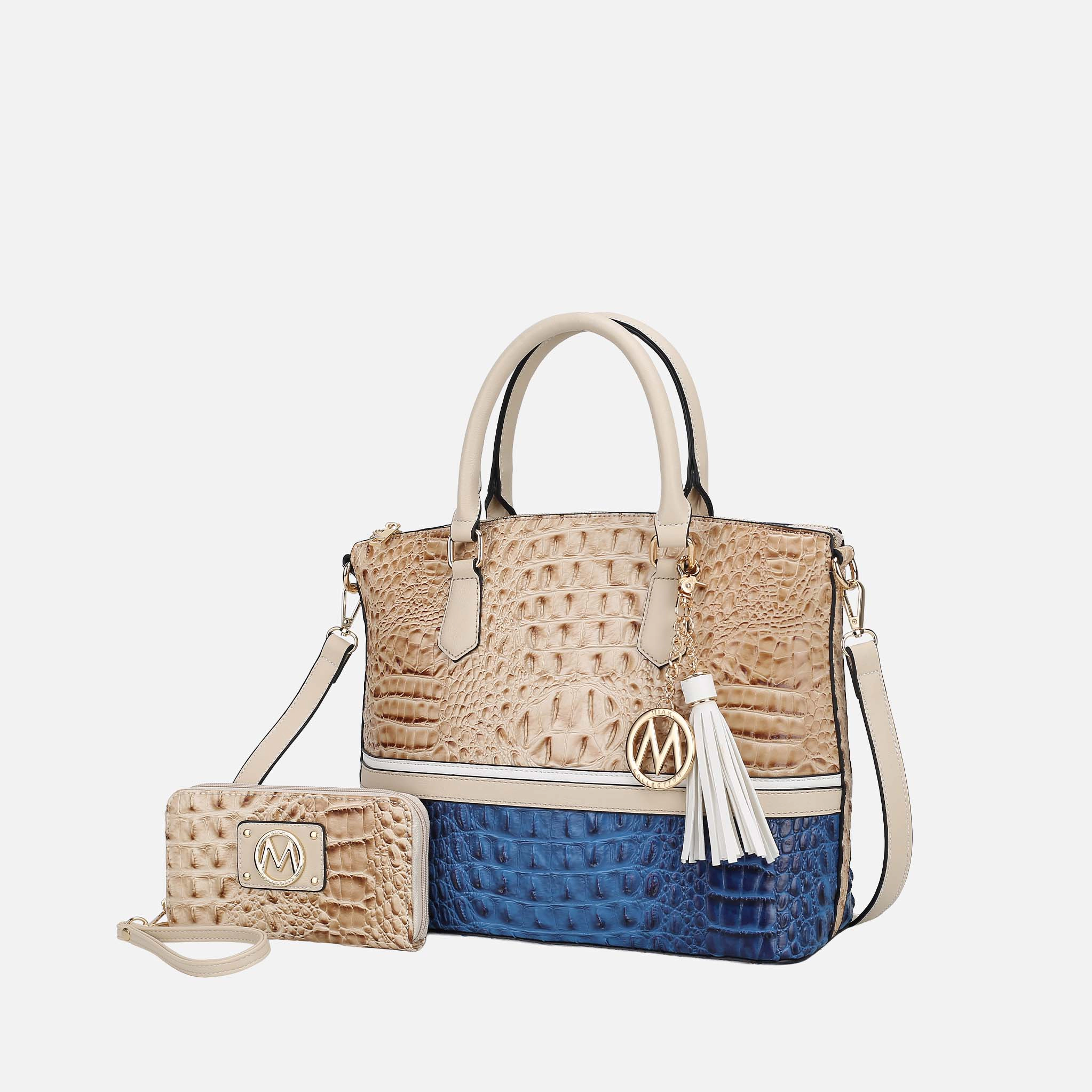 MKF Collection by Mia K Croco-Embossed Vegan Leather Tote with Wristlet Wallet
