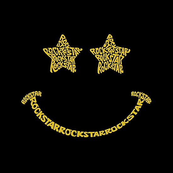 LA Pop Art Girls Word Art T-Shirt - Rockstar Smiley