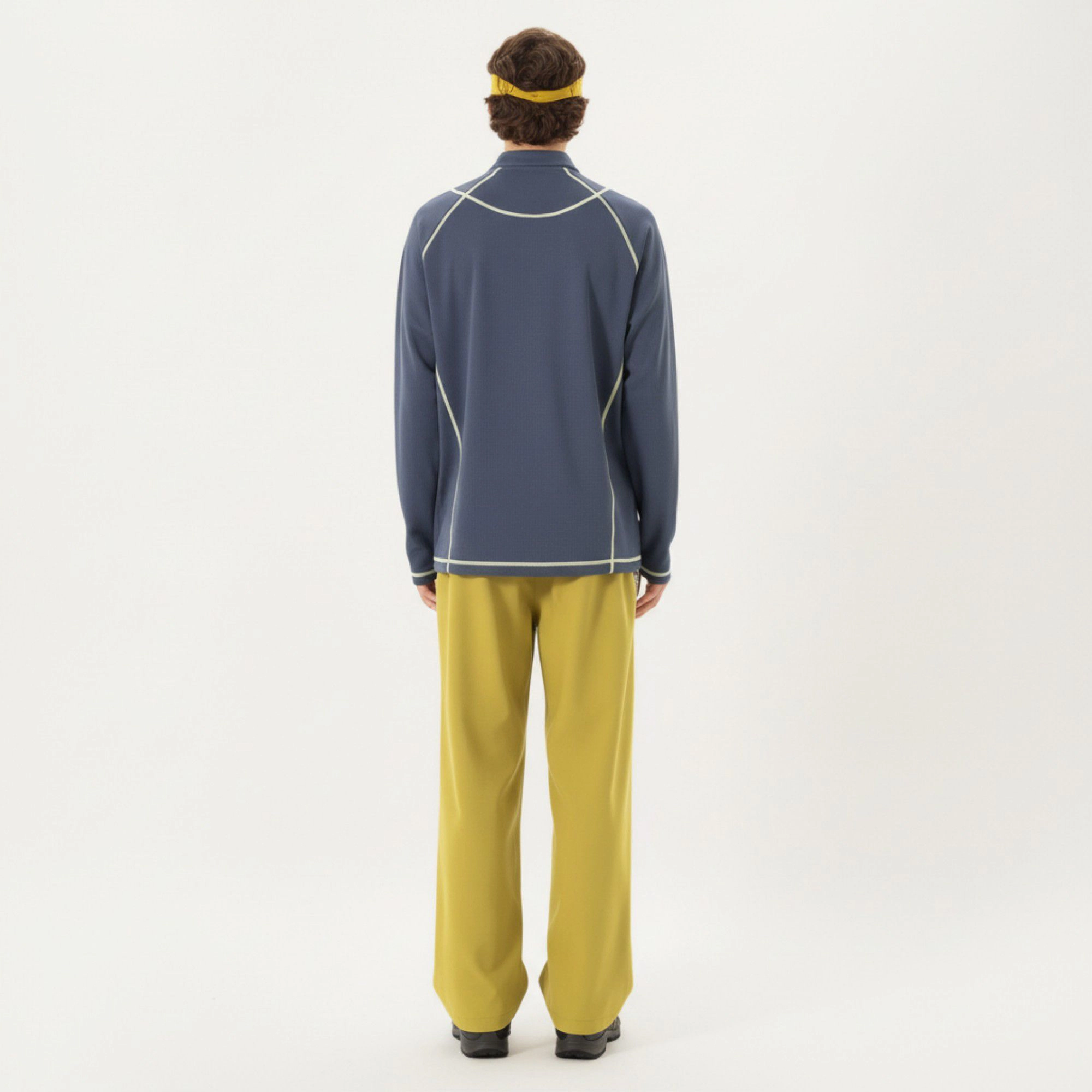 Anna-Kaci Men's Long Sleeve Half-Zip Pullover Top with Textured Knit Fabric and Contrast Seam Detailing