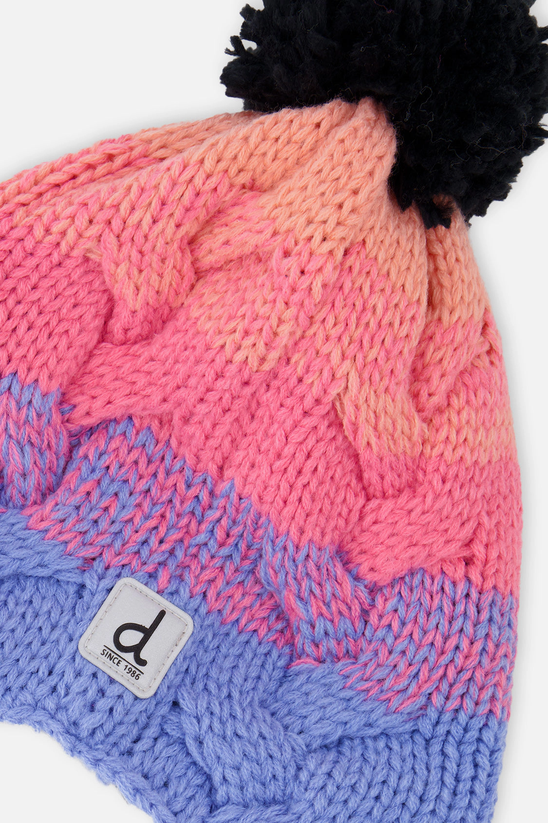 Deux par Girls Gradient Striped Winter Peruvian Knit Hat with Pompom