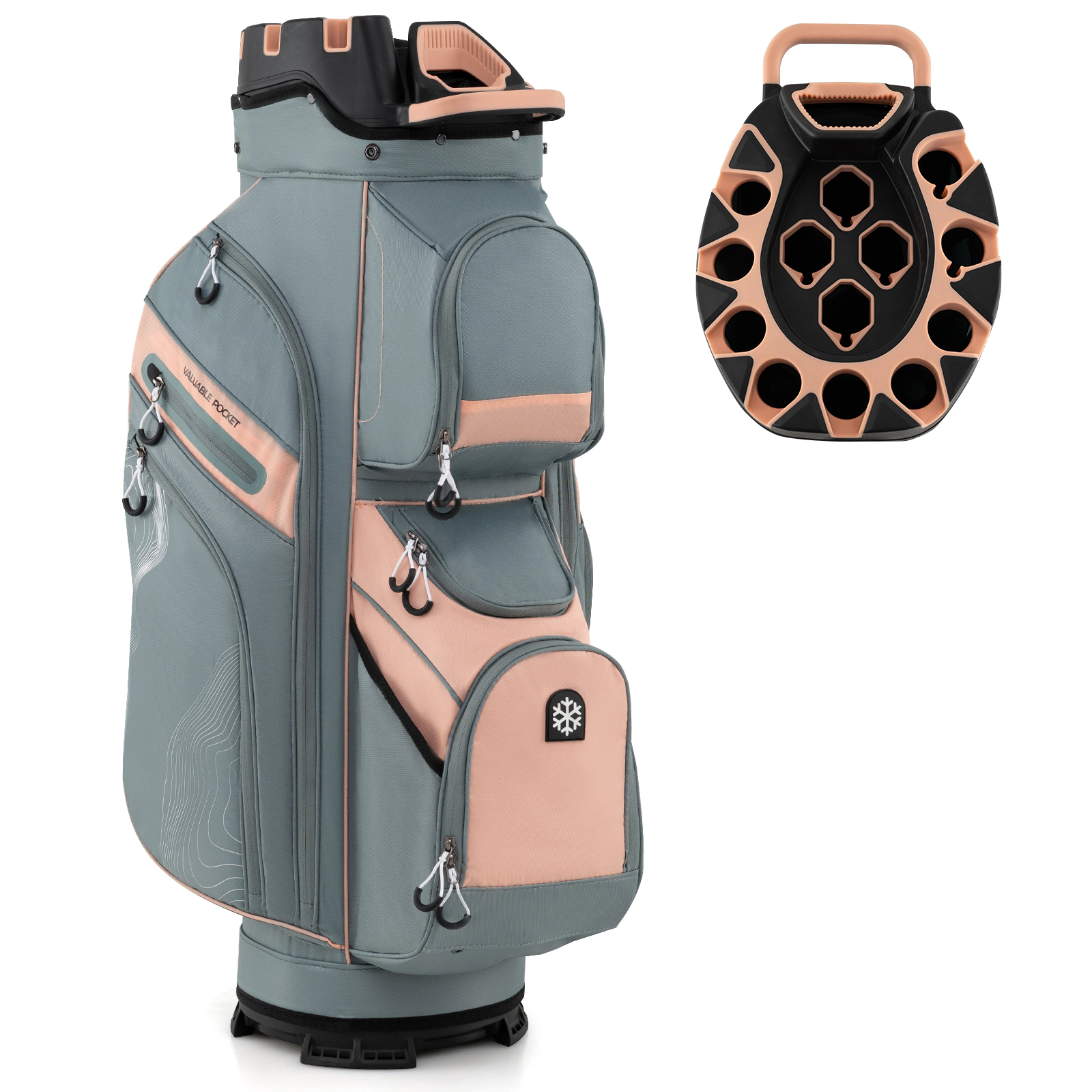 SUGIFT Molded Lock Top Golf Cart Bag with 14-Way Full Length Dividers 35.5-in Tall Orange