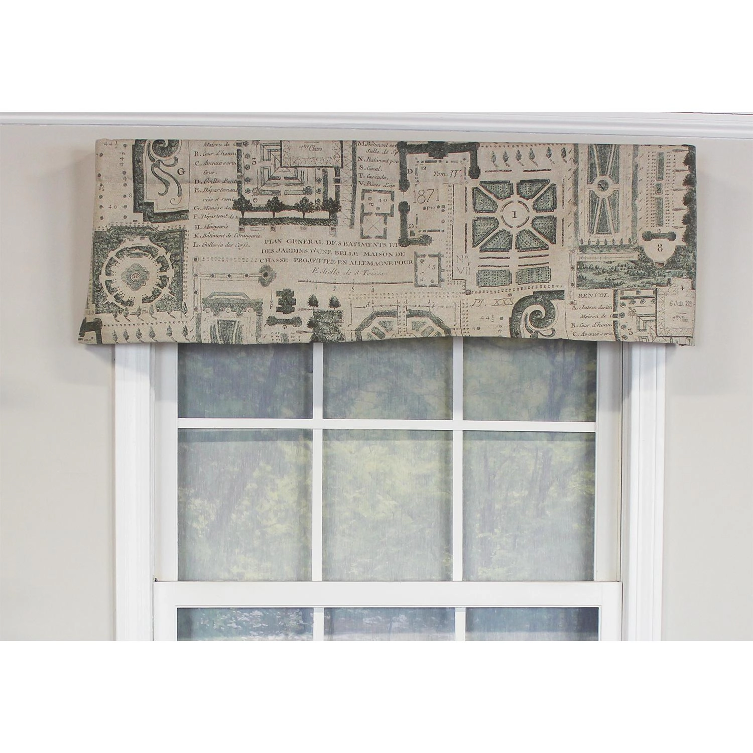 RLF Home Le Jardin Tailored 100% Cotton with Fully Lined 3" Rod Pocket Valnance for Windows 50" x 14" Spa
