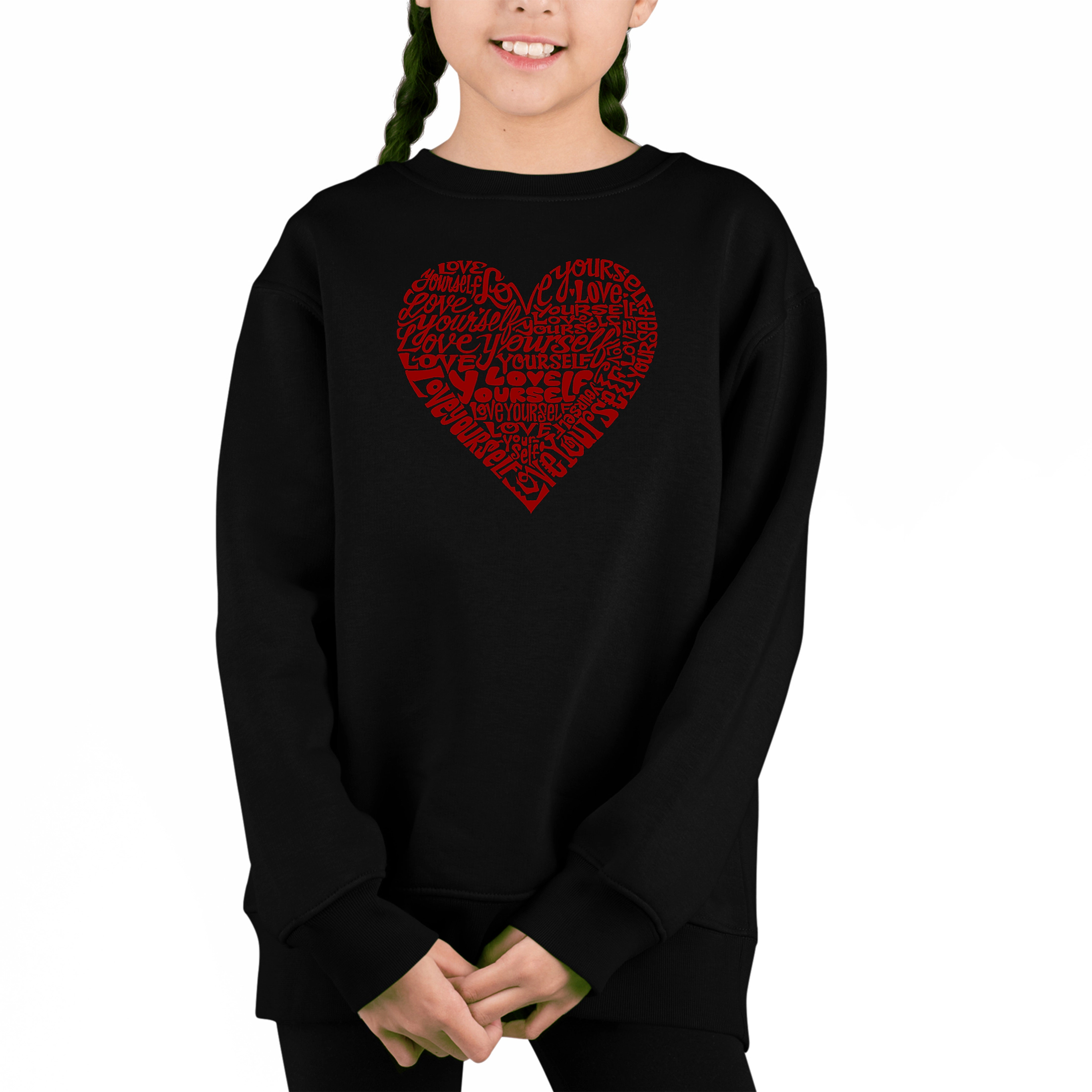 LA Pop Art Girl's Word Sweatshirt - Love Yourself