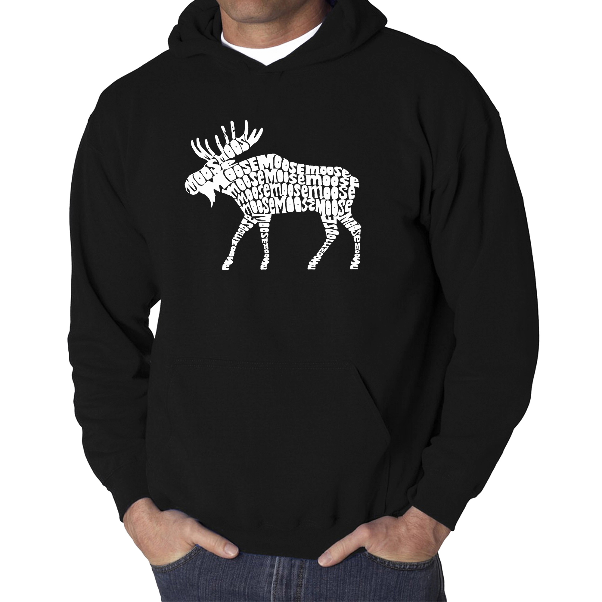 LA Pop Art Moose - Men's Word Hooded Sweatshirt