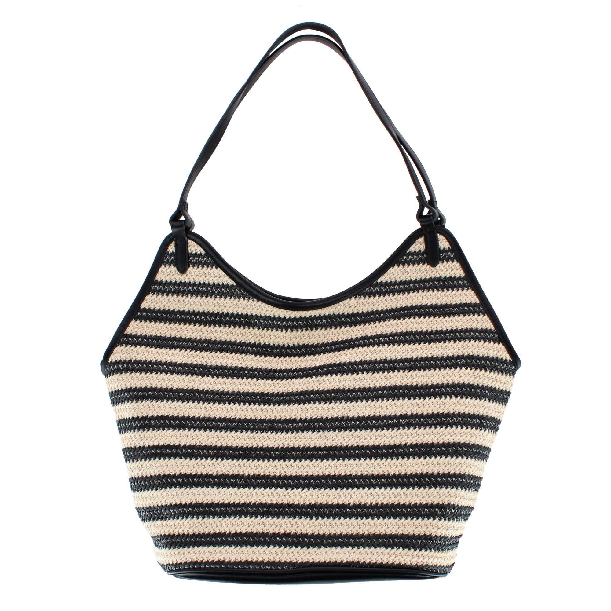 CTM Women's Synthetic Stripe Tote Handbag