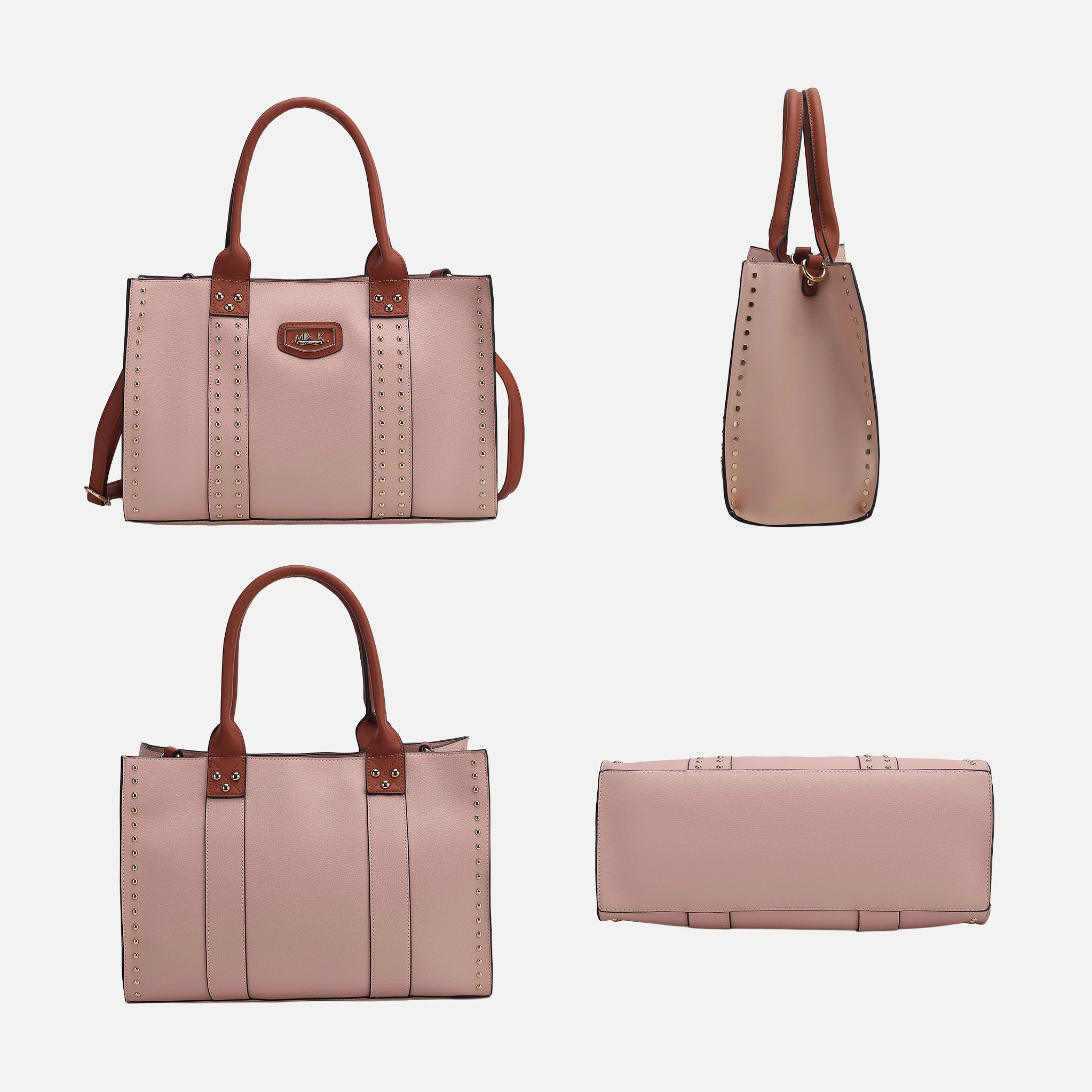 Mia K Collection Davina Colorblock Pebbled Vegan Leather Tote with Wallet