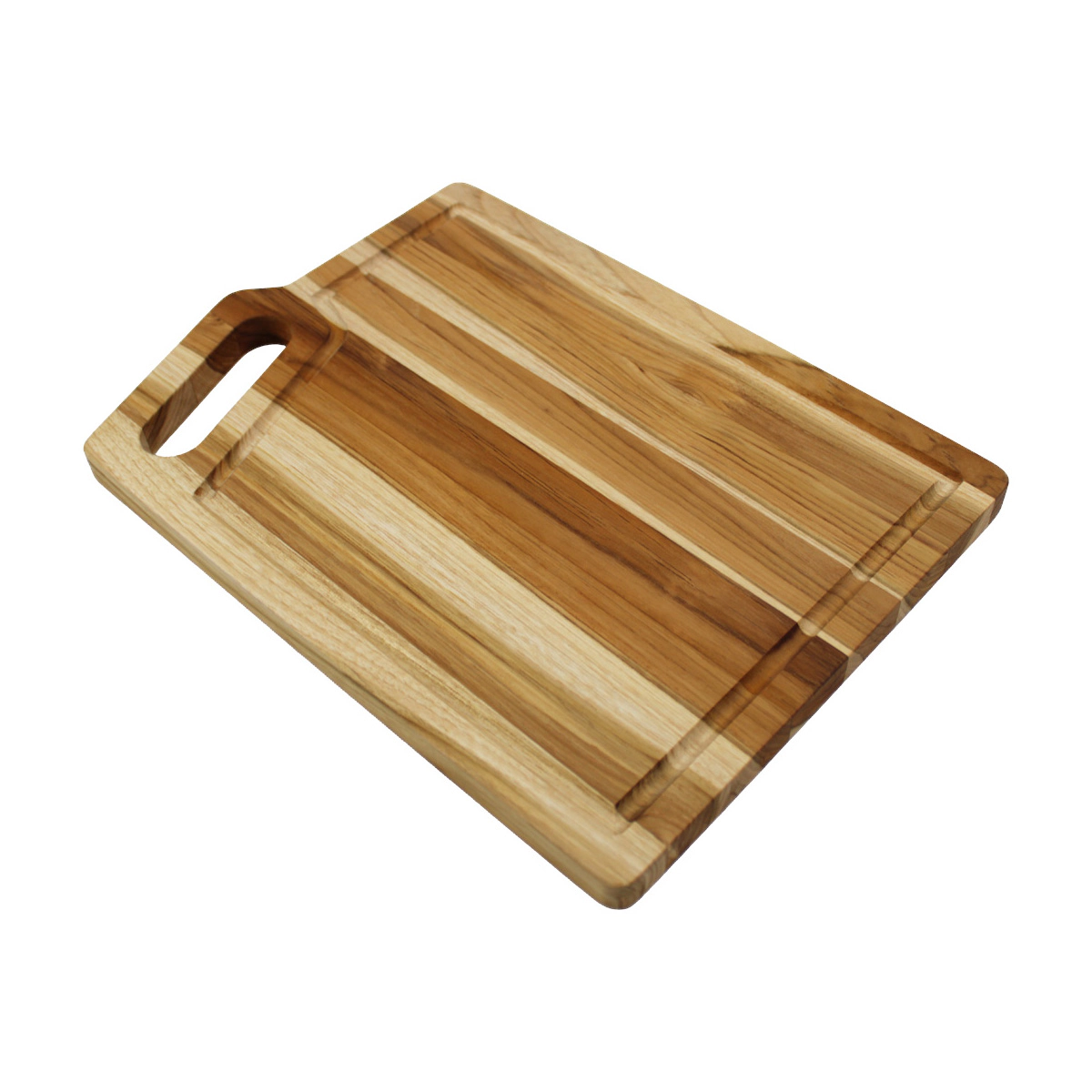 EcoDecors 18" x 14" Extra-Large Teak Edge-Grain Cutting Board with Juice Groove and Handle