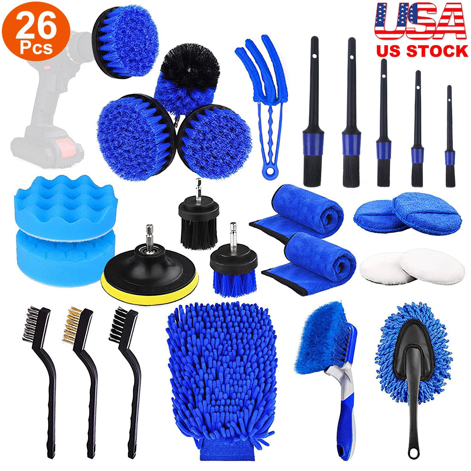 GBruno 26-Piece Drill Brush Car Detailing Kit