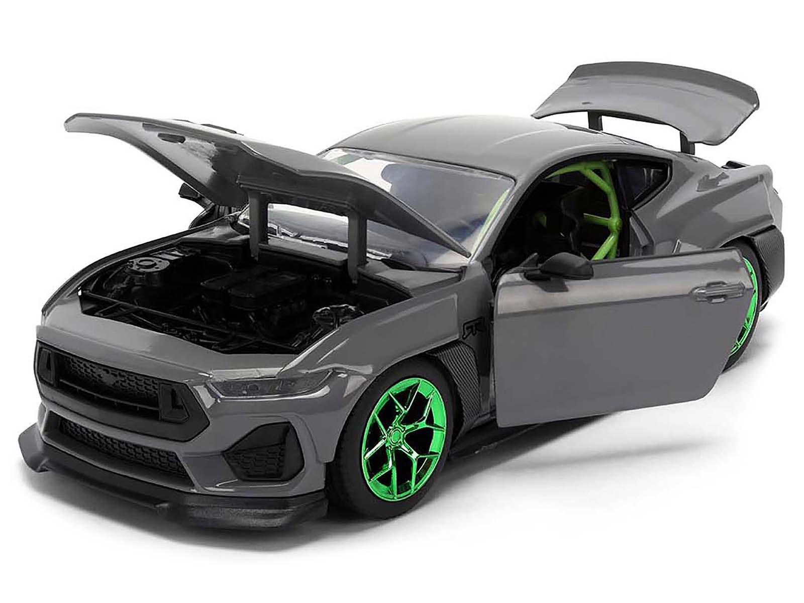 Jada 2024 Ford Mustang RTR Gray with Green Wheels "Bigtime Muscle" Series 1/24 Diecast Model Car by Jada