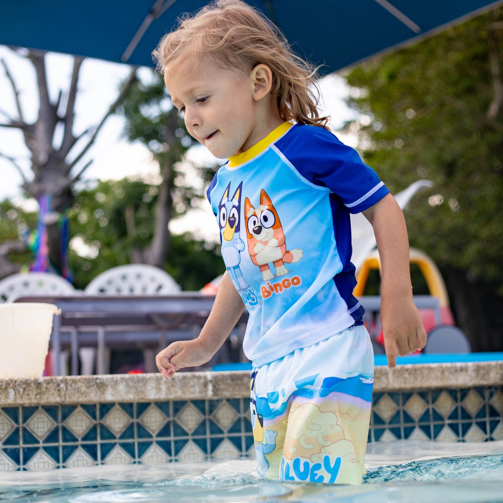 Bluey Swimwear 2-Piece Rash Guard and Swim Trunks Set
