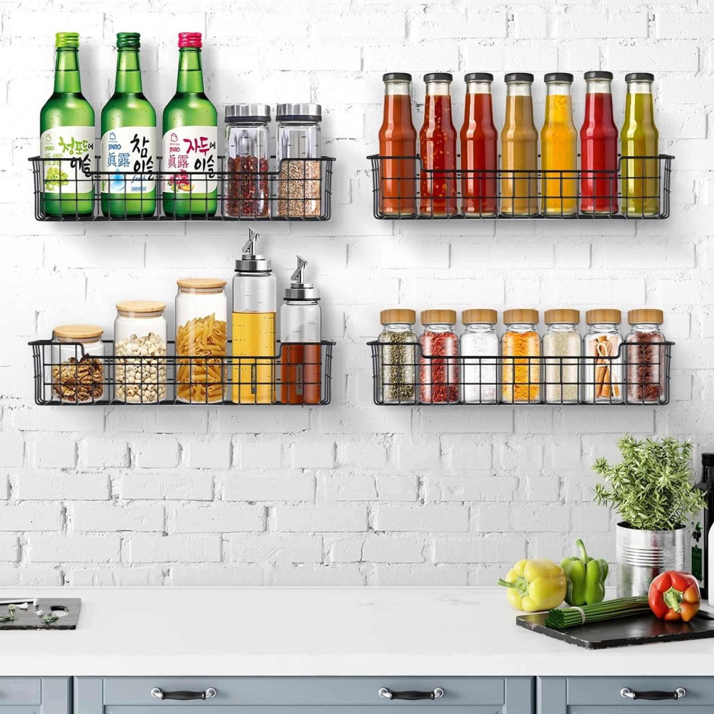 Stock Preferred Wall Mount Metal Spice Rack Organizer for Kitchen Cabinet Pantry