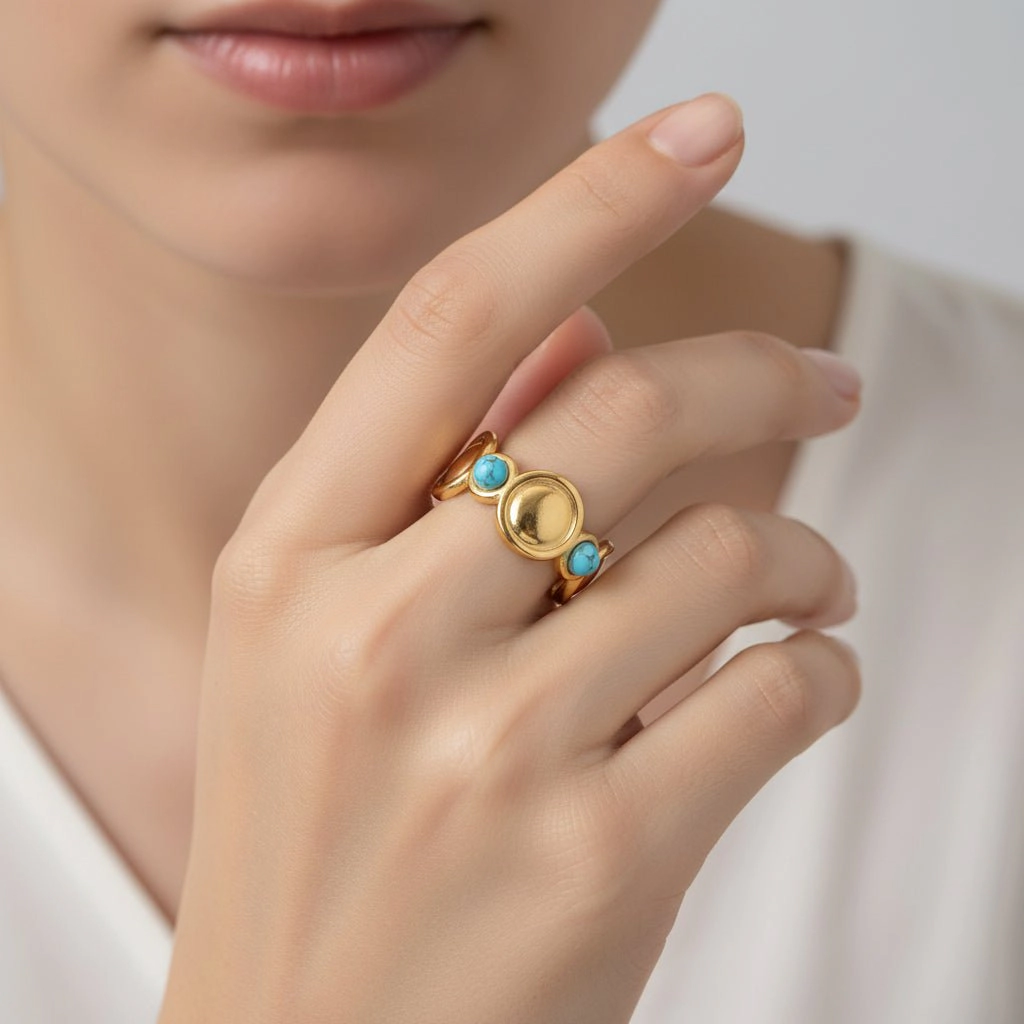 DressAtR Women's 18K Gold Plated Simulated Stone Ring