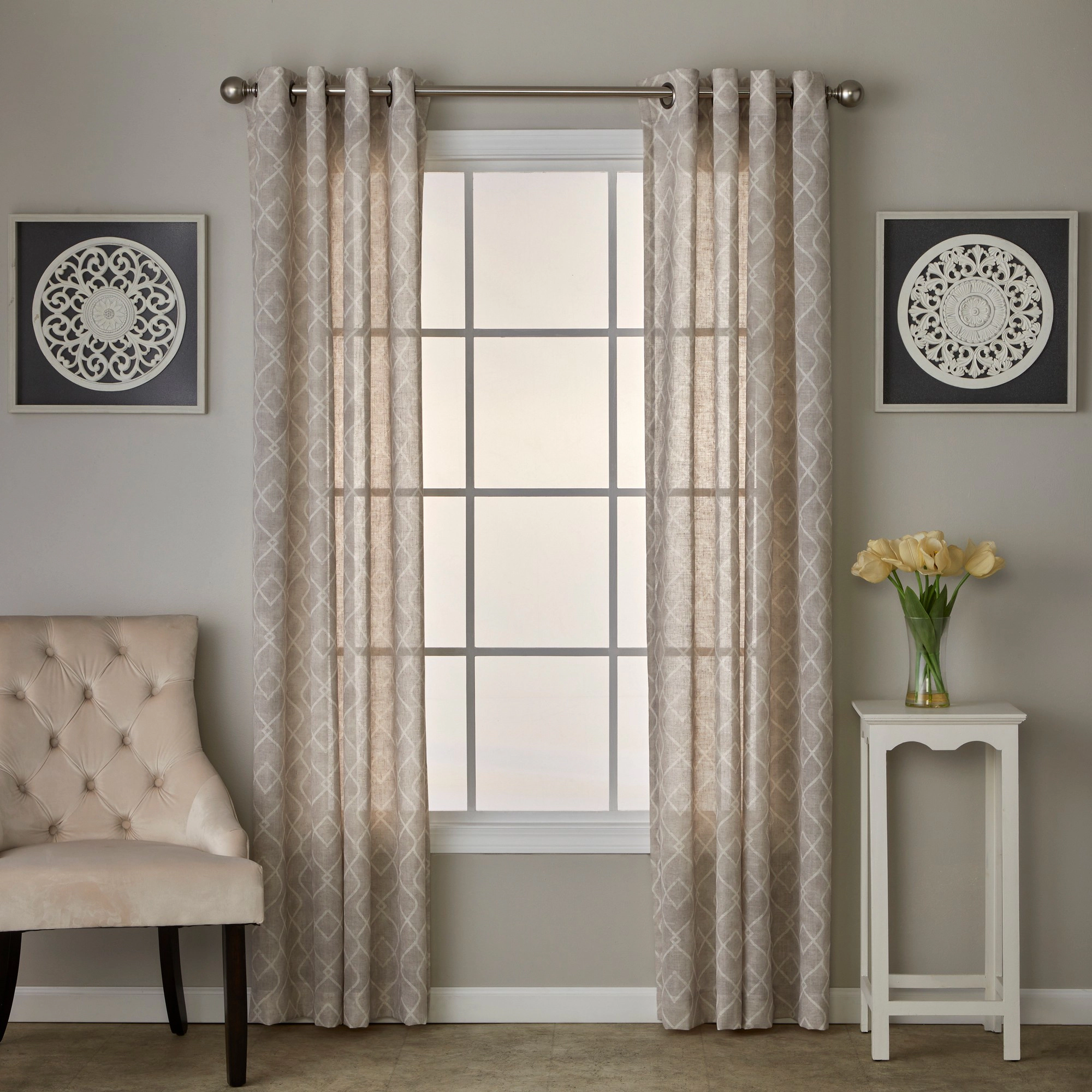SKL Home By Saturday Knight Ltd Chainlink Window Curtain Panel - 52X63", Linen