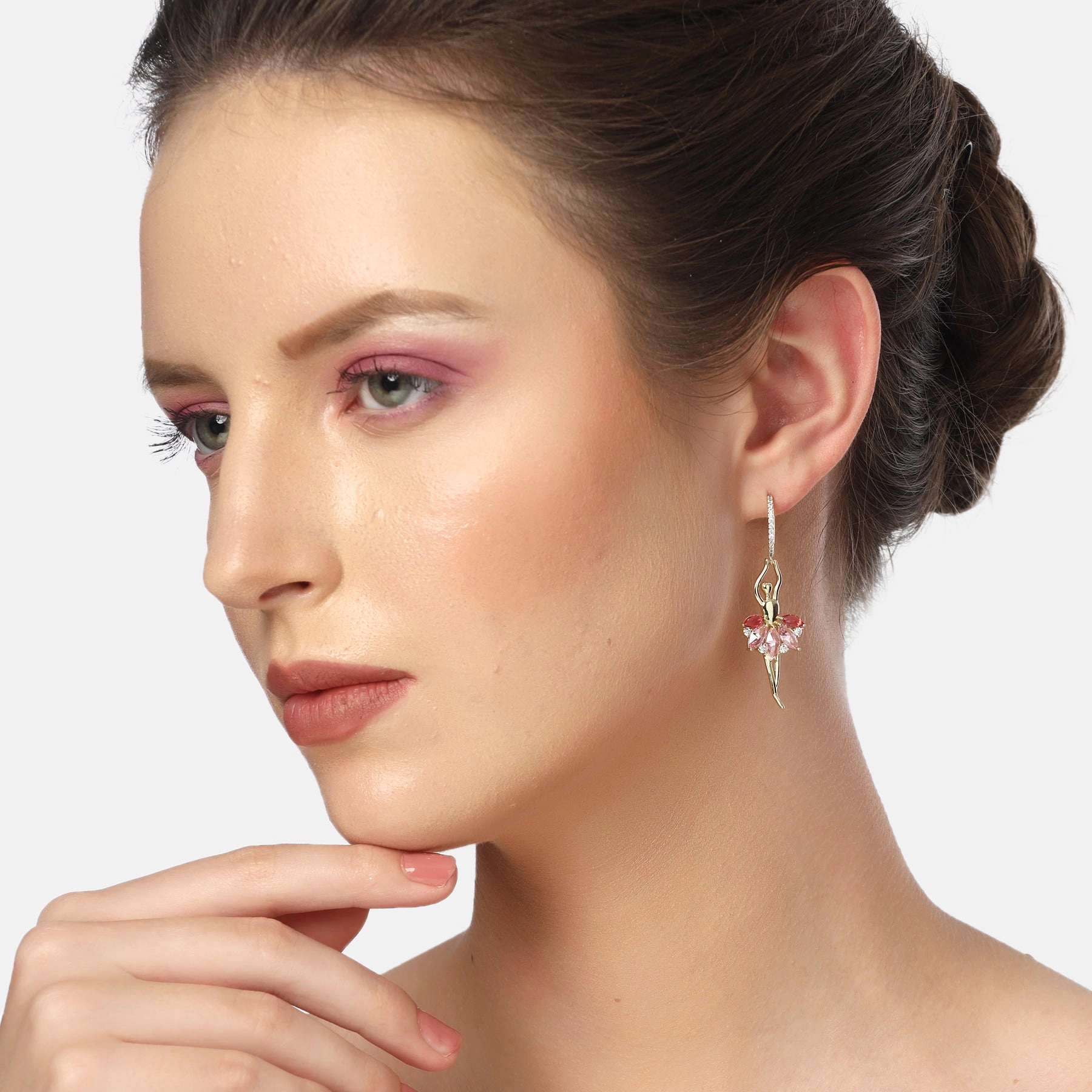 AGP PARIS Womens Diva Ballet Dancer Pink Drop Earrings