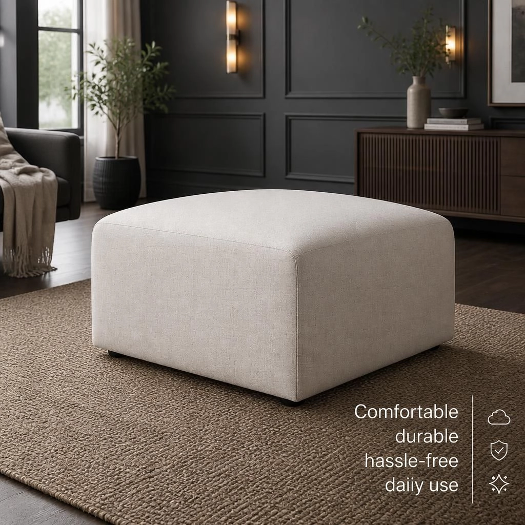 GOODSILO Versatile Soft Upholstered Chenille Round Footstool