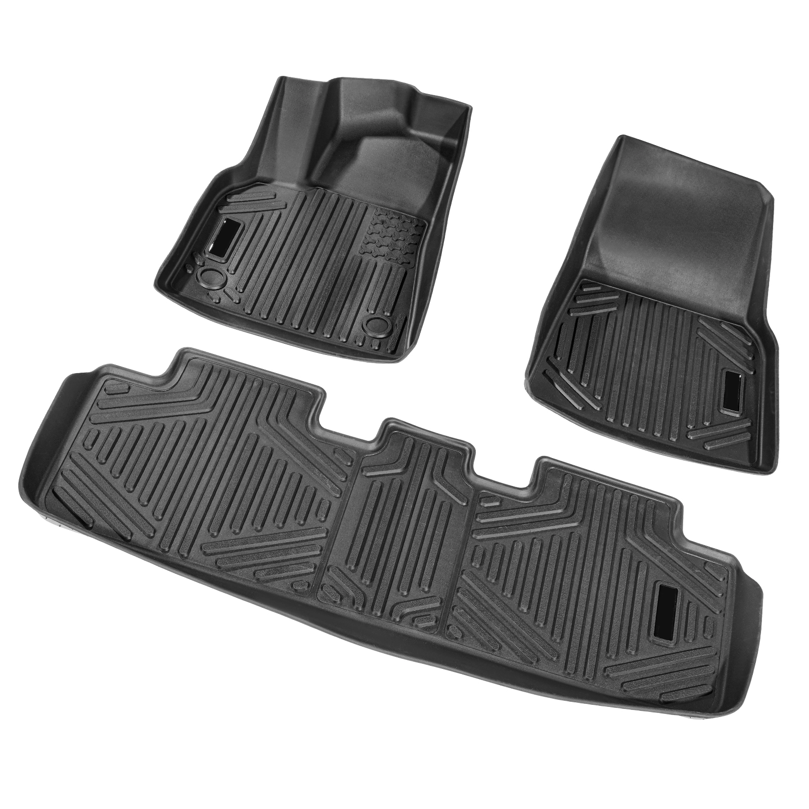 HONGGE All-Weather TPE Car Floor Mats for Tesla Model Y 2021-2024, 3-Piece Front & Rear Liner Set