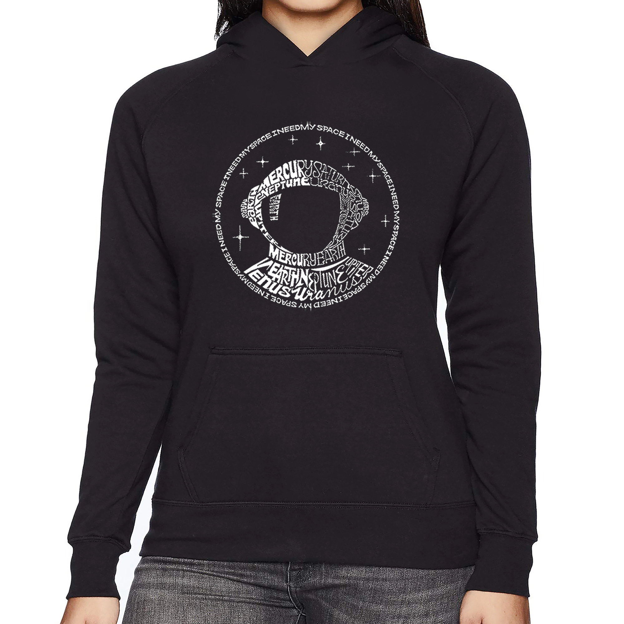 LA Pop Art I Need My Space Astronaut - Women's Word Hooded Sweatshirt