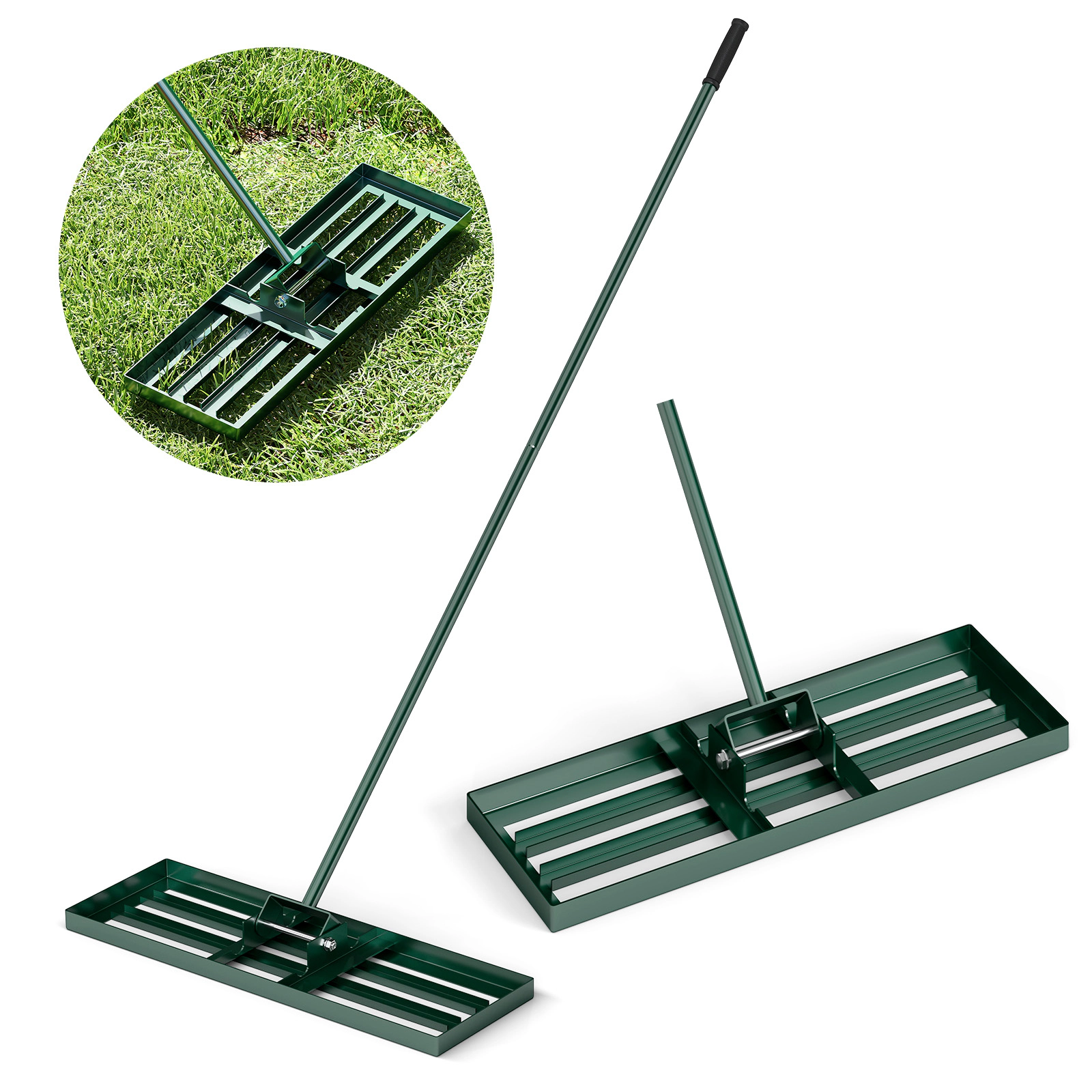 SUGIFT 30 x 10 Lawn Leveling Rake with 67 Handle for Small Lawns