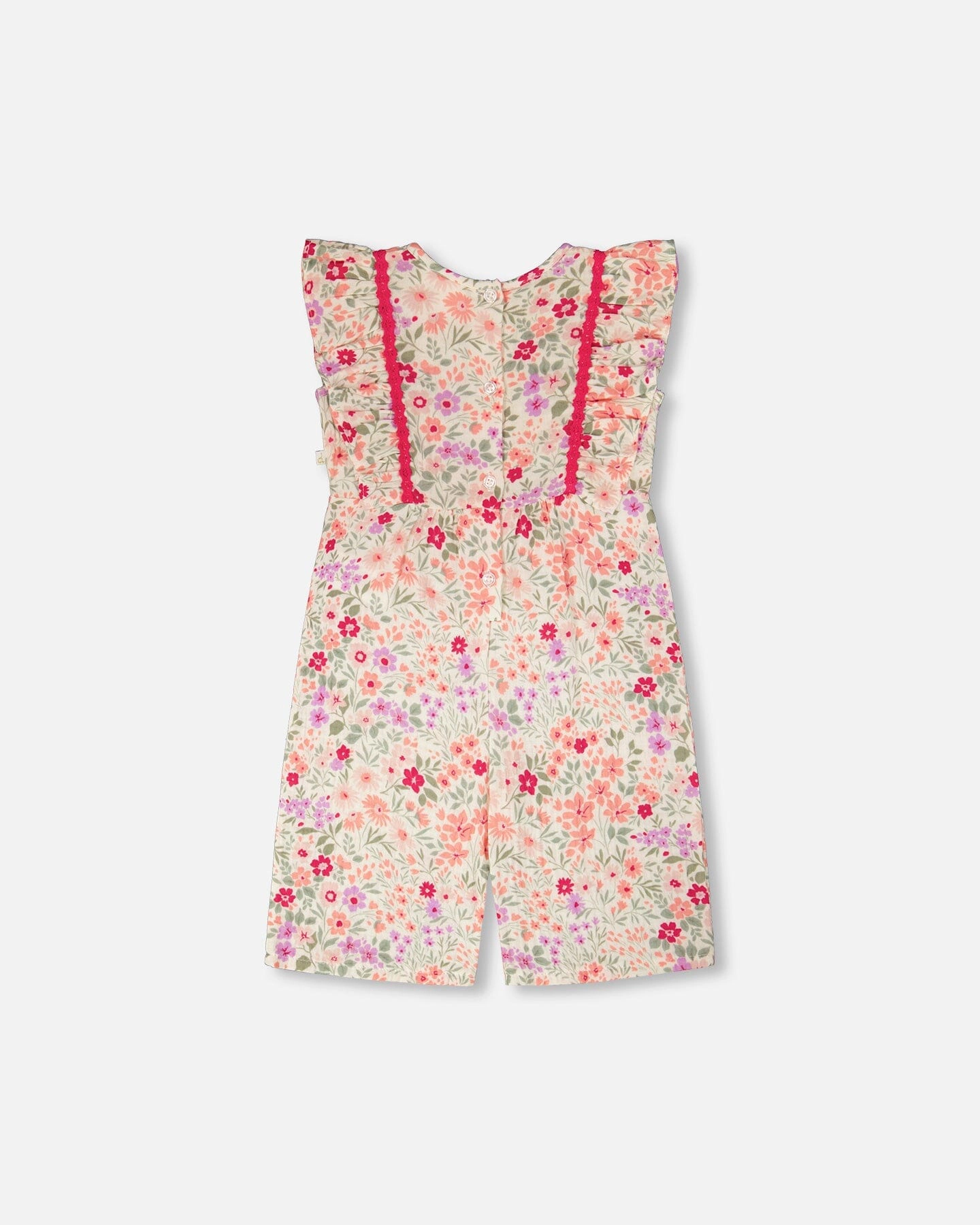 Deux par Girls Muslin Jumpsuit Printed Flowers