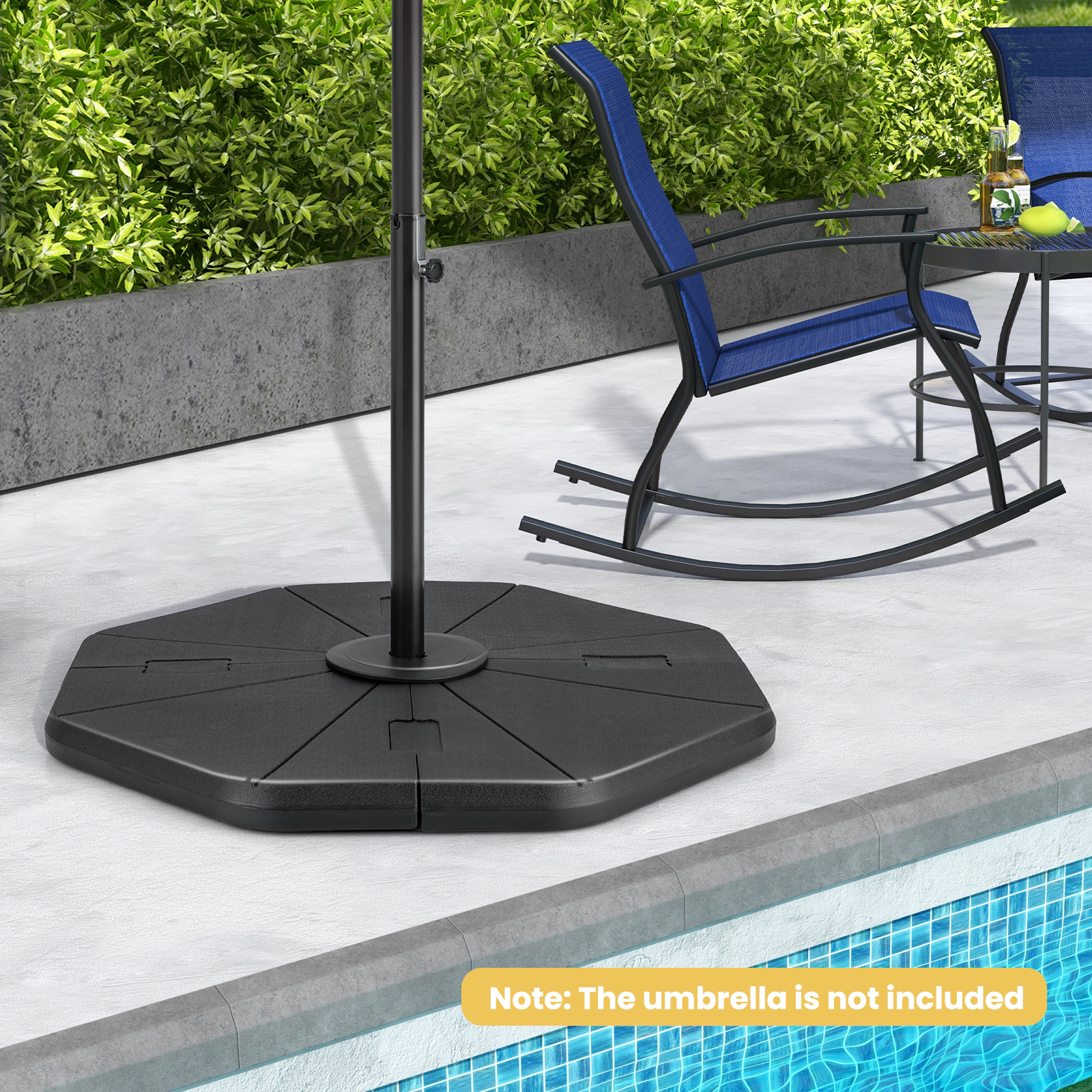 SUGIFT 4-Piece Black Fillable HDPE Cantilever Umbrella Base, 208-lb Capacity