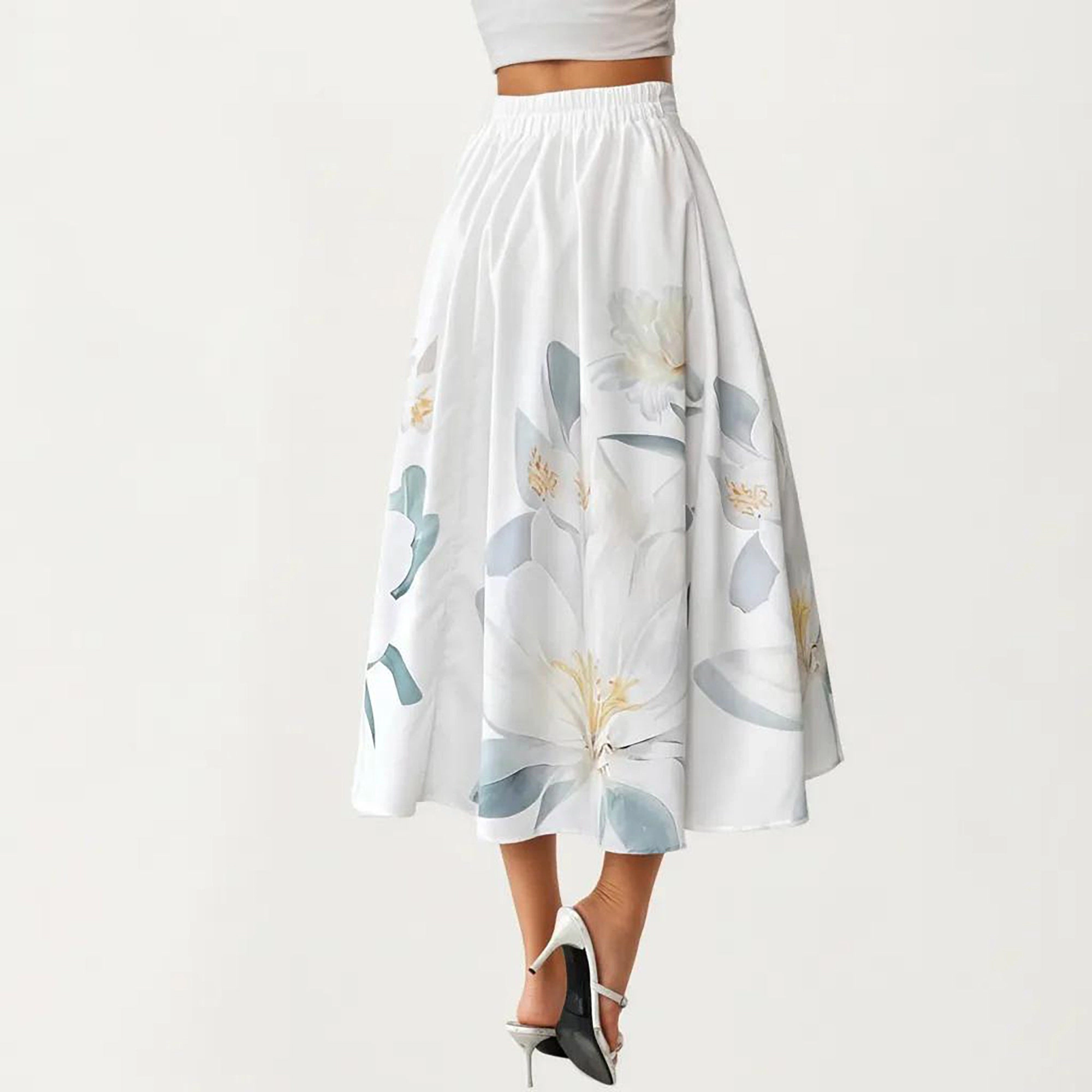 Anna-Kaci Womens High Waist Button-Front A-Line Midi Skirt