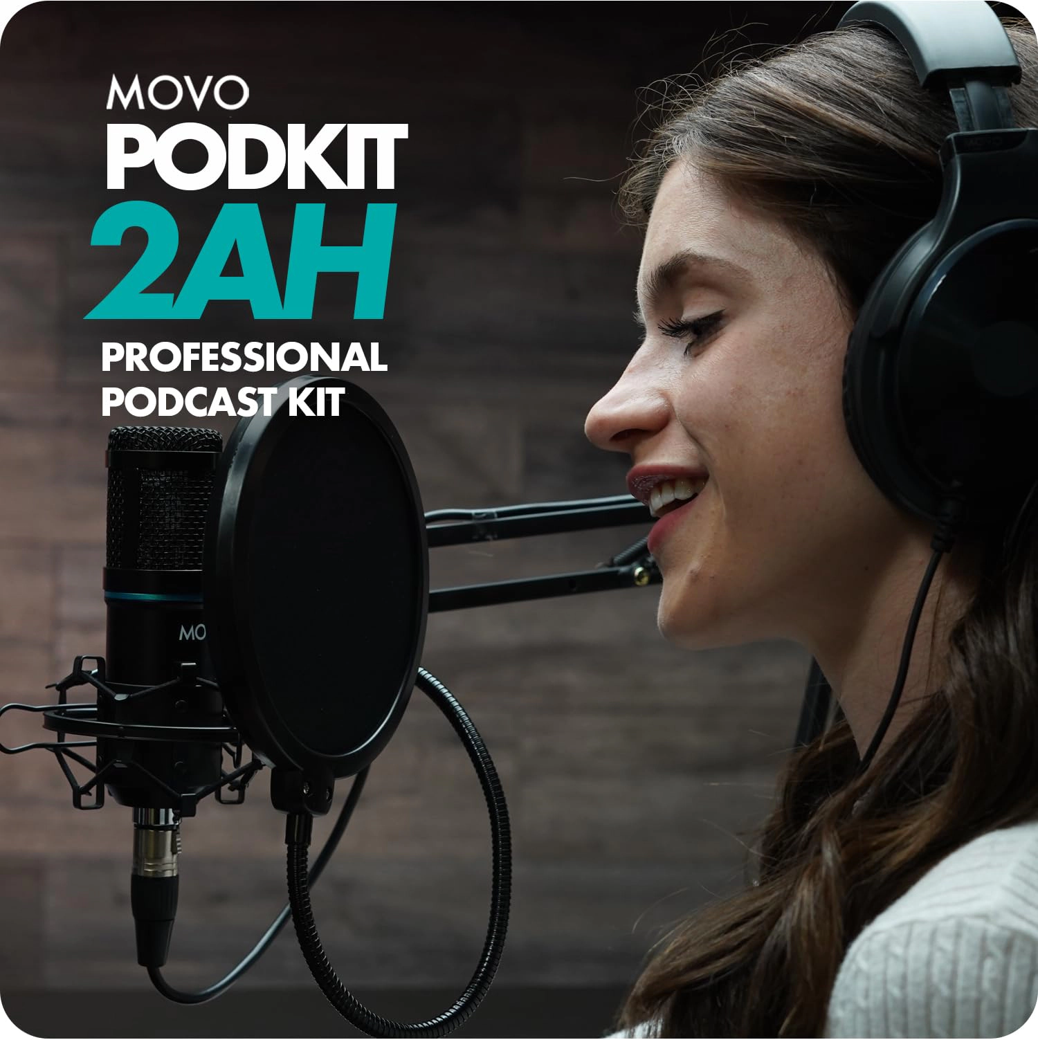 Movo PodKit2AH Podcast Equipment Bundle for 2 Condenser Microphone Kit with MDX-1 2x2 USB-C Audio Interface