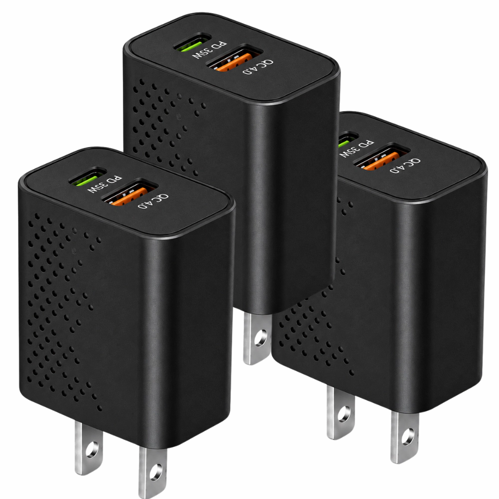 Qixxronics USB C Charger Block 35W Fast Wall for iPhone 17/Pro Max/17 Air/ 16/16 Pro/16 Pro Max/15/Plus/Pro [3 Pack]