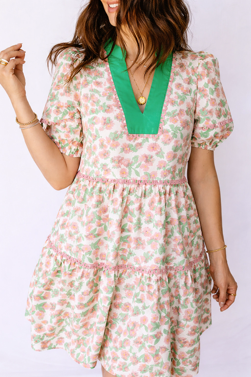 Threaded Pear Women's Rachel Short Puff Sleeve Dress