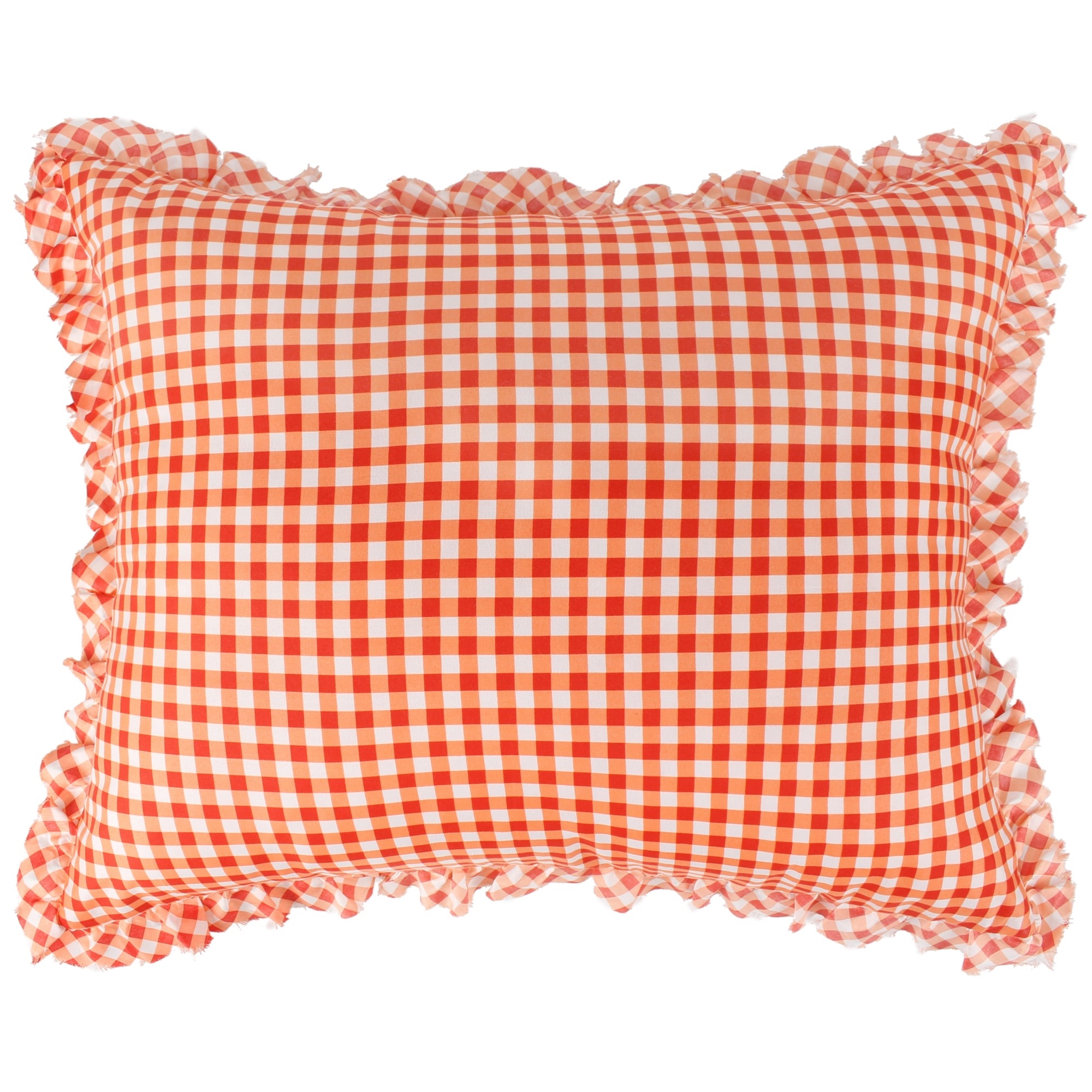 Greenland Home Wheatly Farmhouse Gingham Quilted Pillow Sham inch with Ruffle Trim