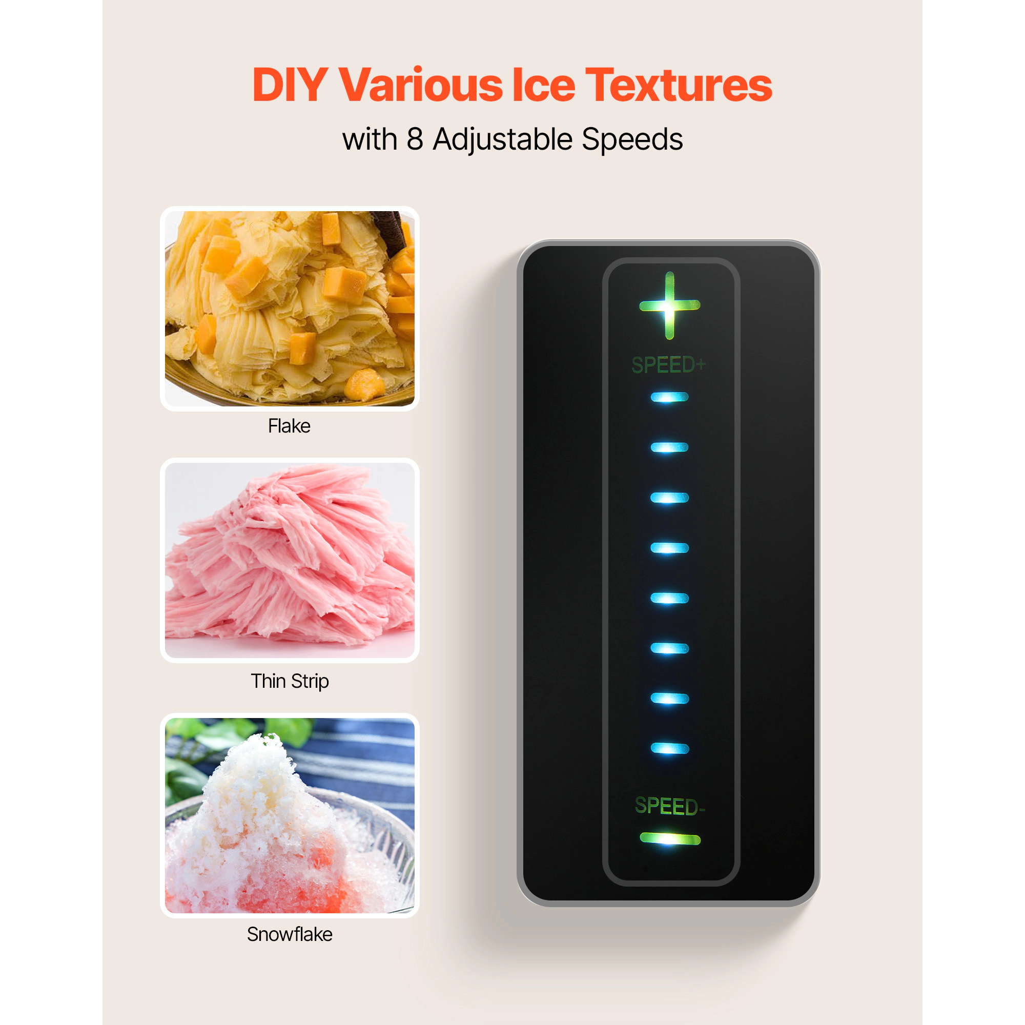 HONGGE Snowflake Ice Machine /24H Maker Ice-Shaver with Stainless Steel Blade Electric Snow Cone