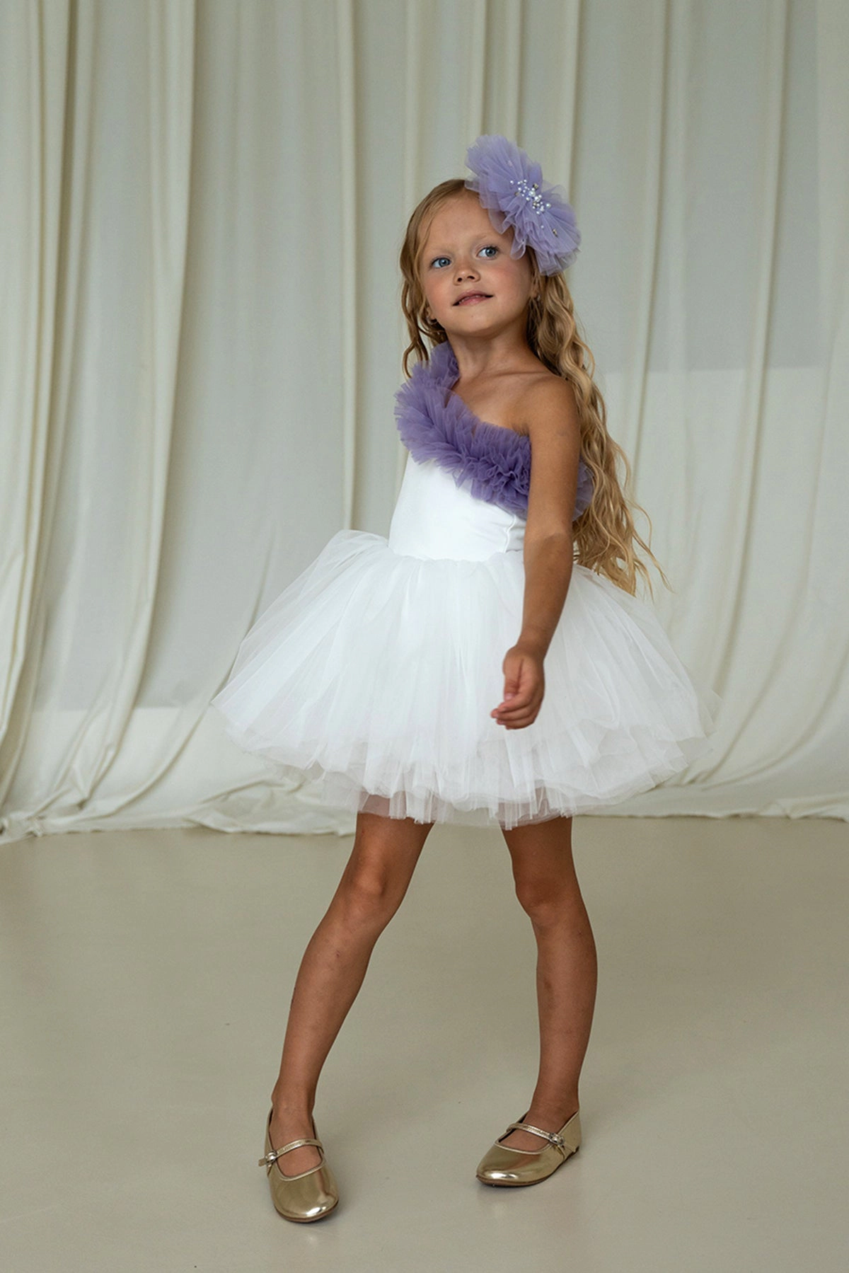 Mini Celebrities Girls Lilac Ruffle One Shoulder Tutu Dress