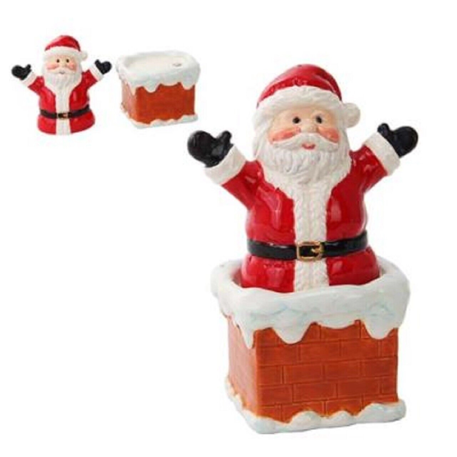 Pacific Giftware Santa On Chimney Ceramic Salt and Pepper Shakers