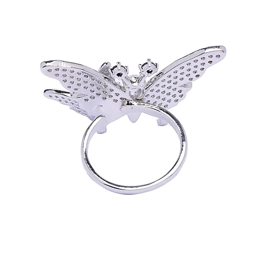 AGP Paris Women's Silver-Tone Flutter Butterfly Adjustable Ring