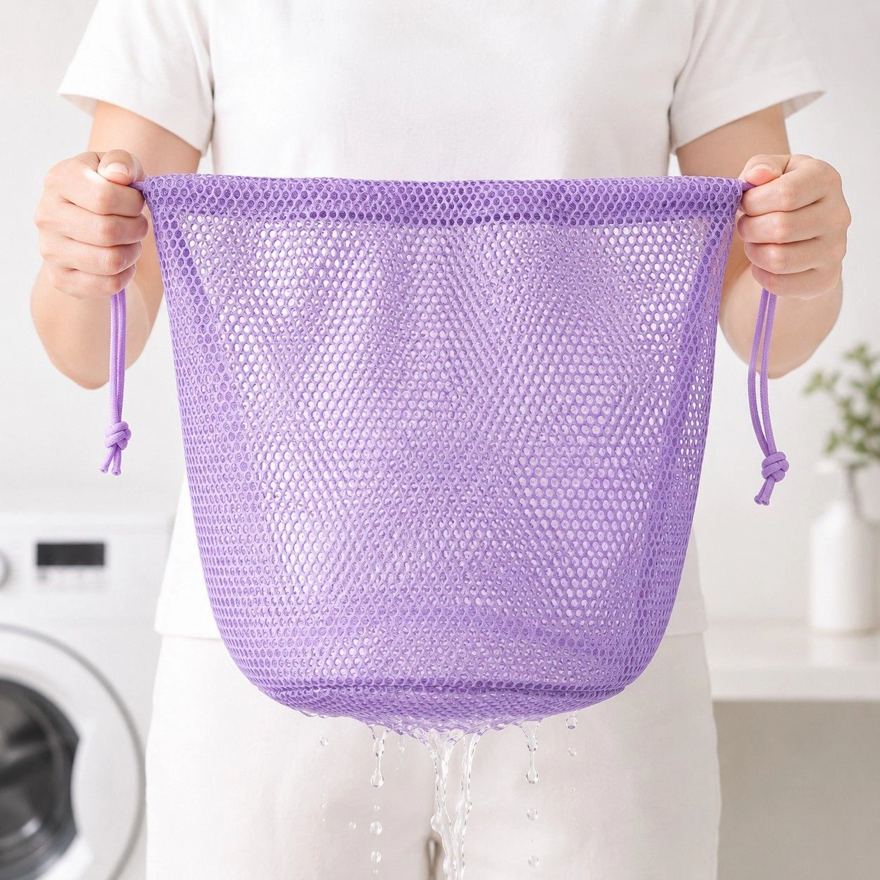 Alilang Women's 2-Pack Mesh Drawstring Shower Bags, Large and Small Travel Organizer Set, Mint Green
