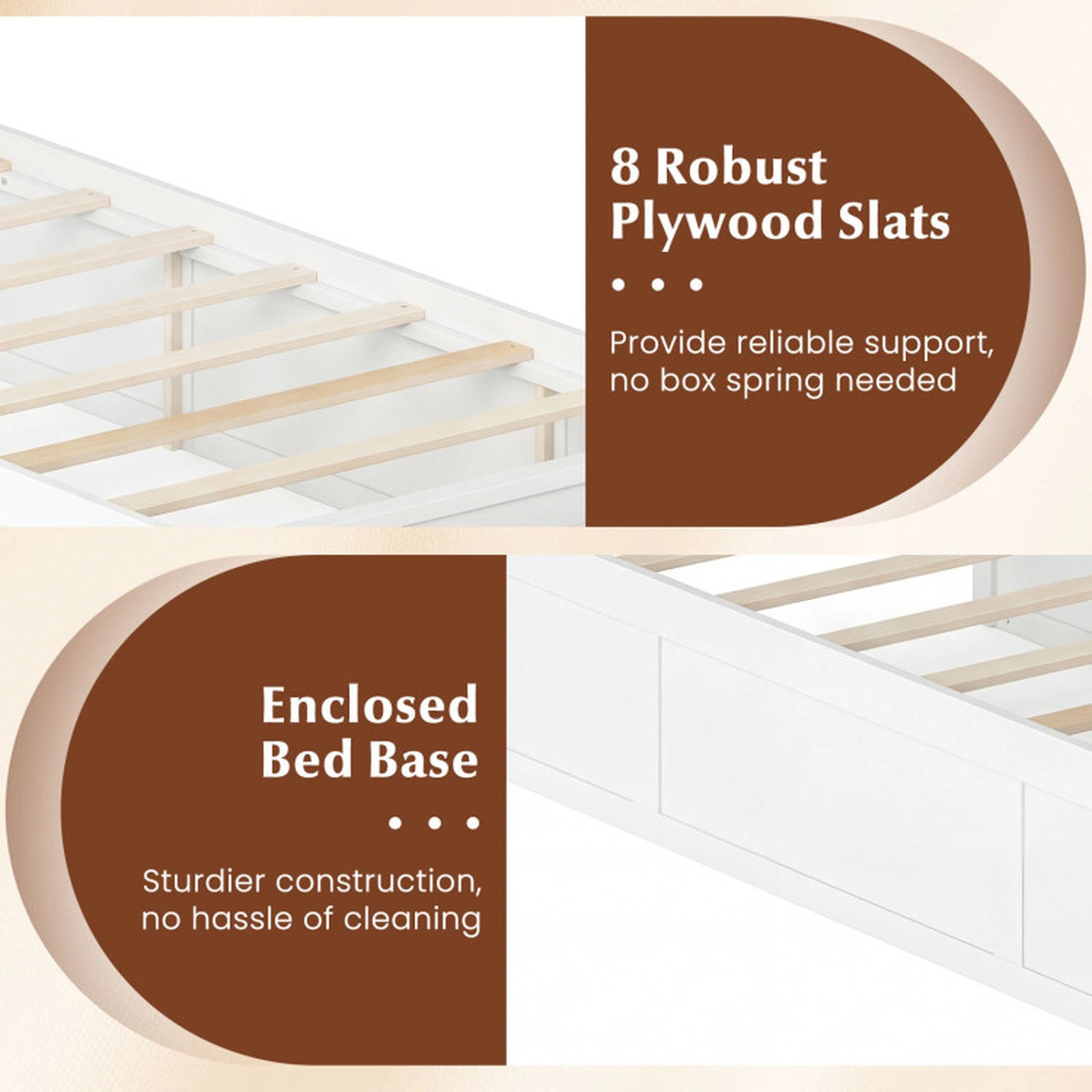SUGIFT 2 Storage Drawers and Panel Headboard Twin Size Wooden Bed Frame