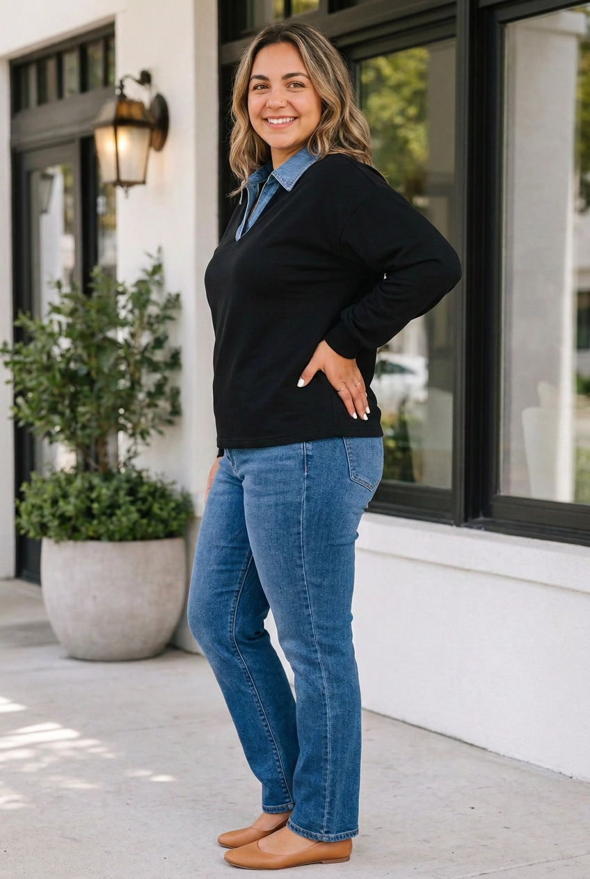 Threaded Pear Lilian Long Sleeve Blouse PLUS Top